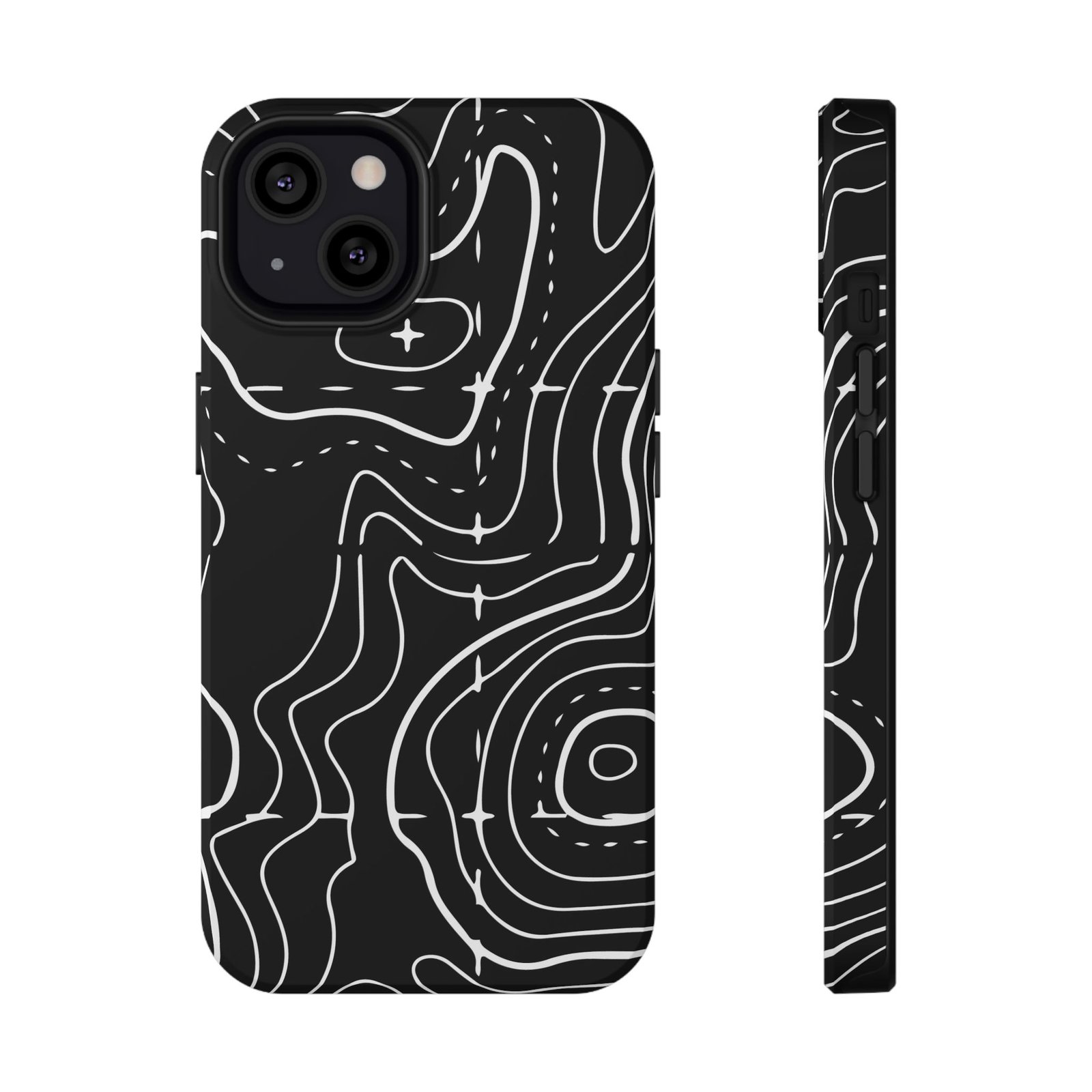 Topographic Black Phone Case — Impact-Resistant iPhone Cover - Image 4