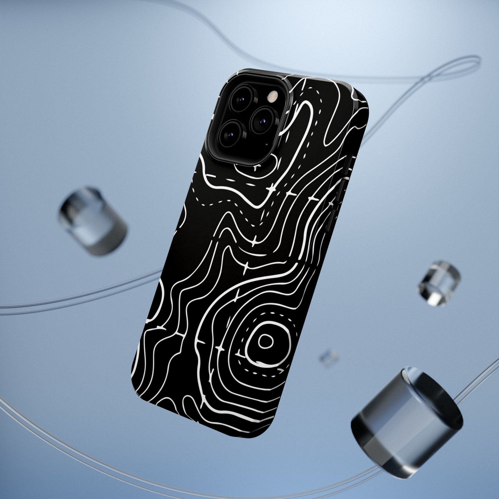 Topographic Black Phone Case — Impact-Resistant iPhone Cover - Image 21
