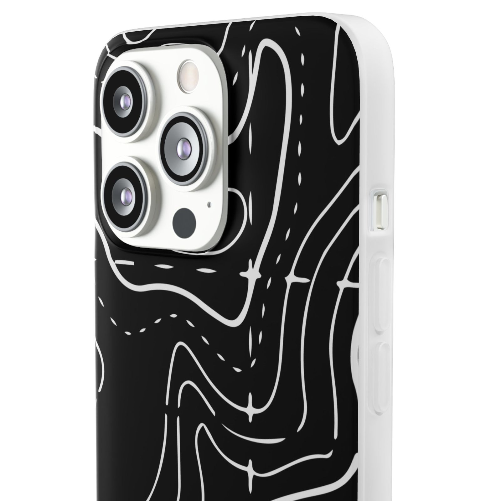 Phone Case — Black Topographic Line Art Design - Image 20