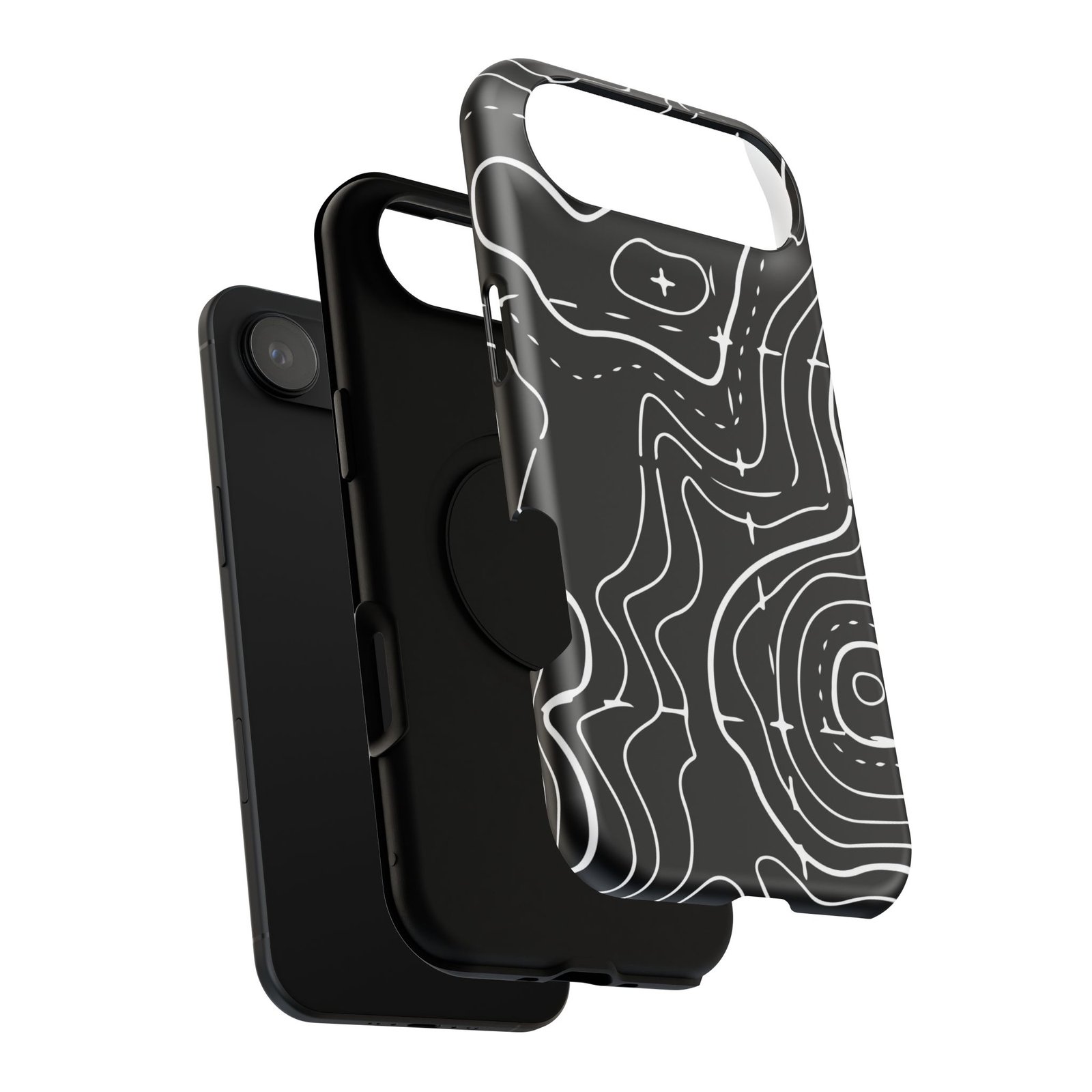 Topographic Black Phone Case — Impact-Resistant iPhone Cover - Image 136