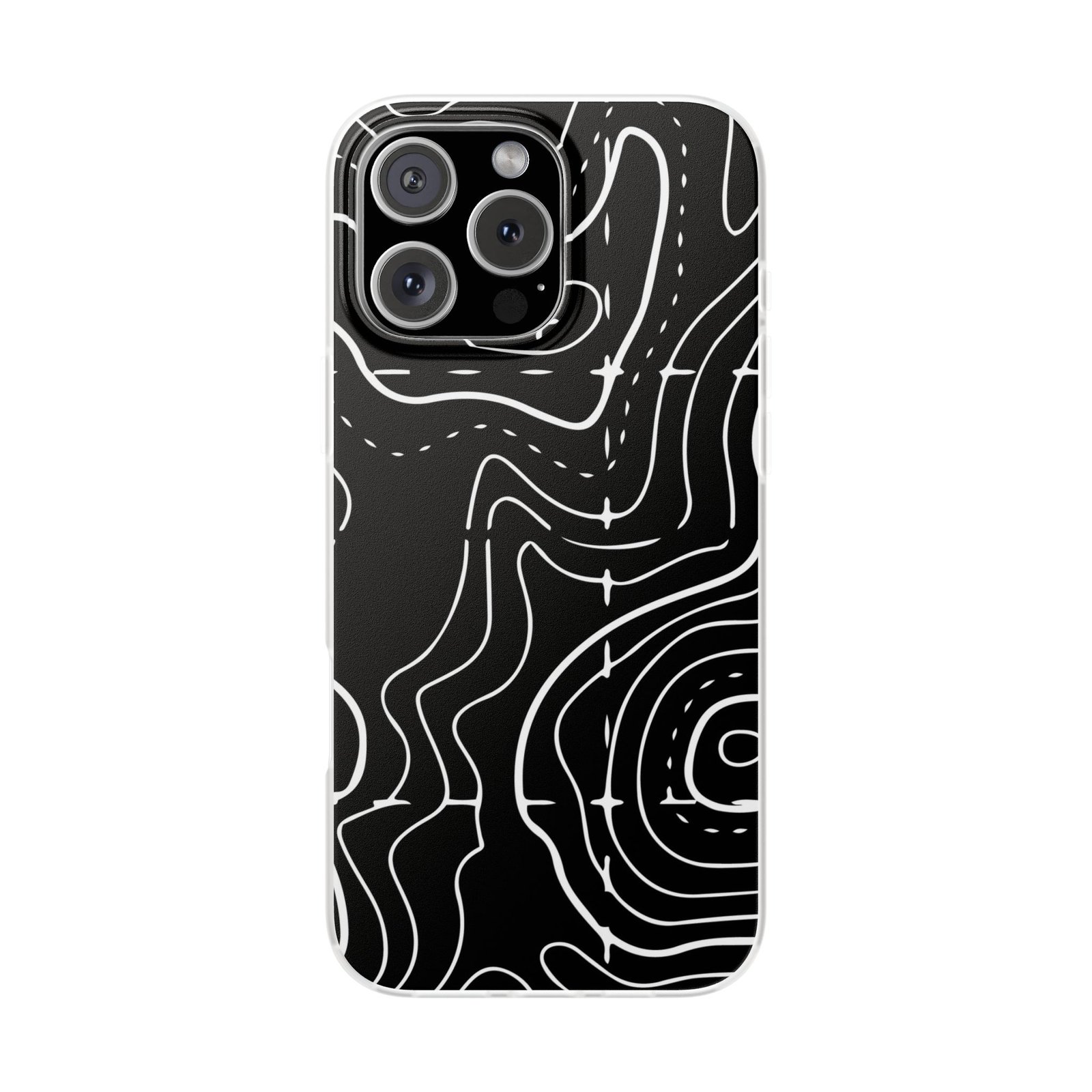 Phone Case — Black Topographic Line Art Design - Image 90