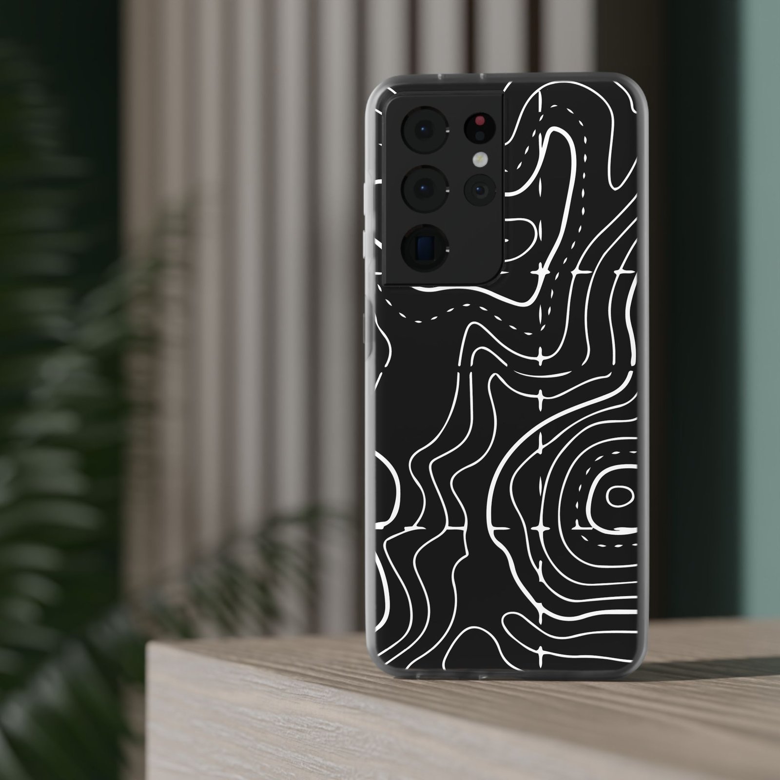 Phone Case — Black Topographic Line Art Design - Image 33