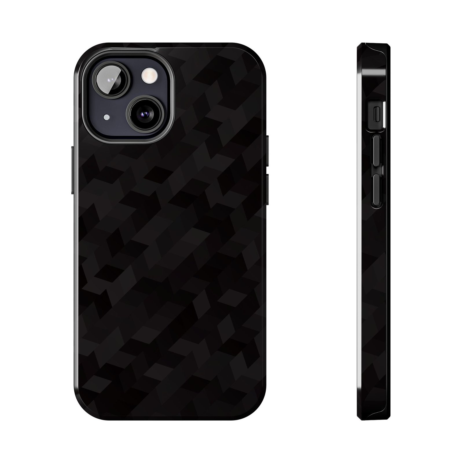 Black Geometric Camo Tough Phone Case — Rugged Protective iPhone Cover - Image 3