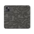 Camouflage Flip Phone Case — Military Grey Wallet Cover with Card Slots