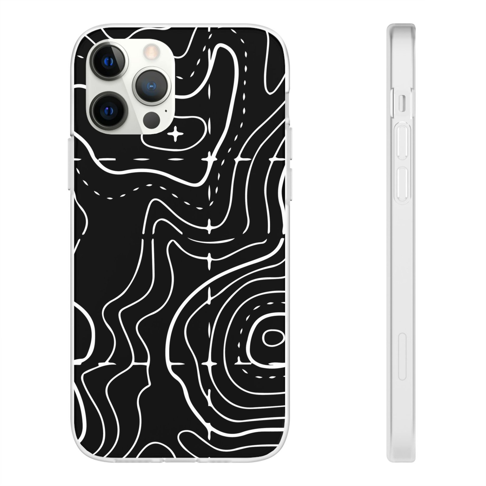 Phone Case — Black Topographic Line Art Design - Image 7