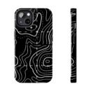 Topographic Lines Tough Phone Case — Black Contour Map Protective Cover