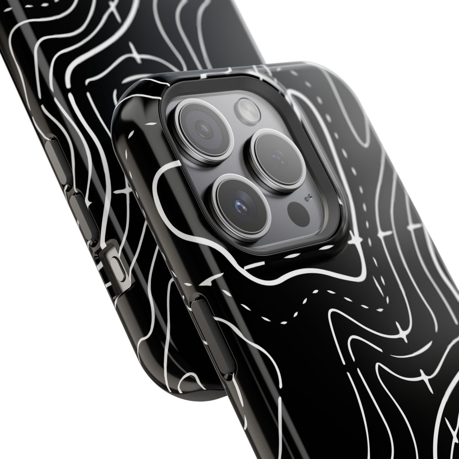 Topographic Black Phone Case — Impact-Resistant iPhone Cover - Image 34
