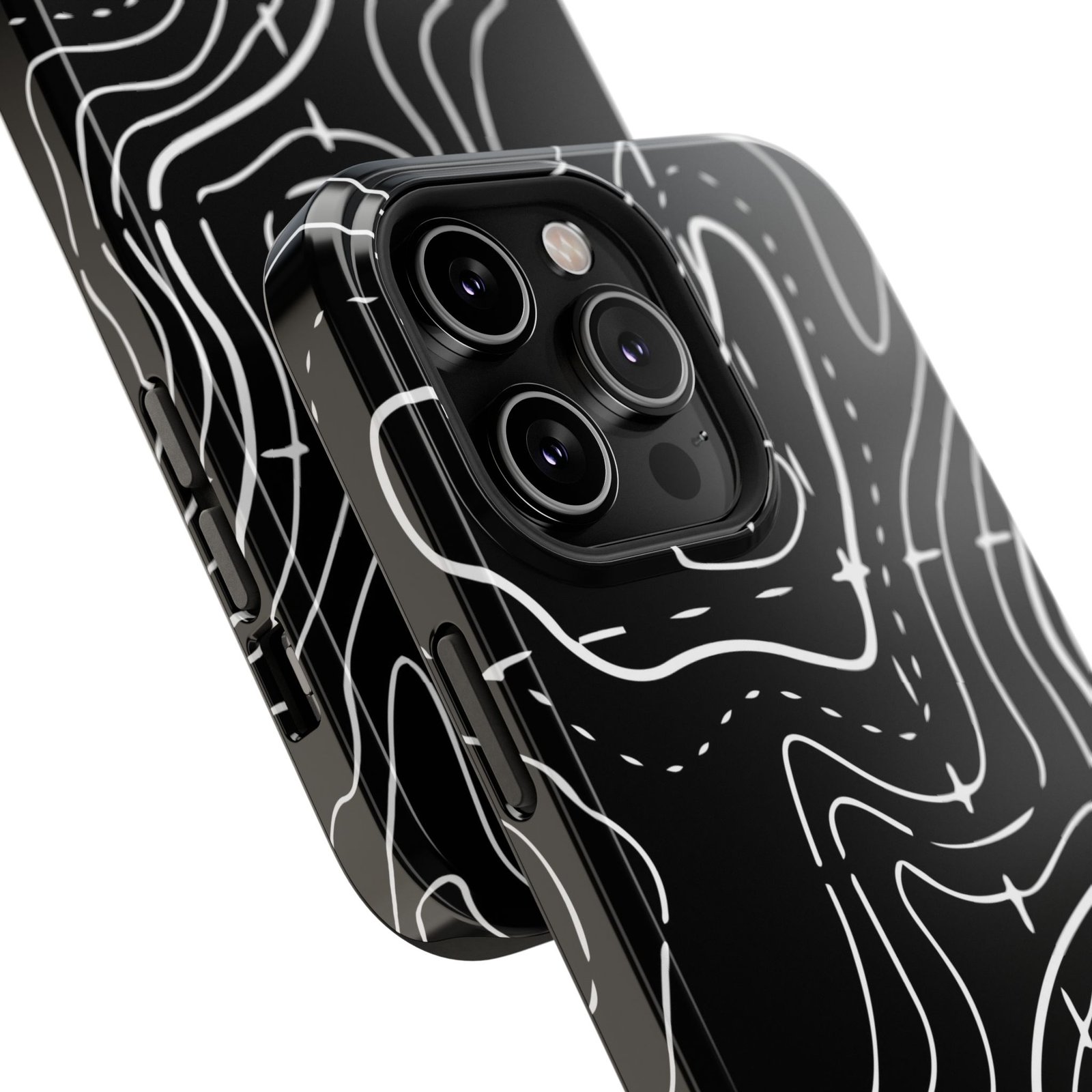 Topographic Black Phone Case — Impact-Resistant iPhone Cover - Image 82