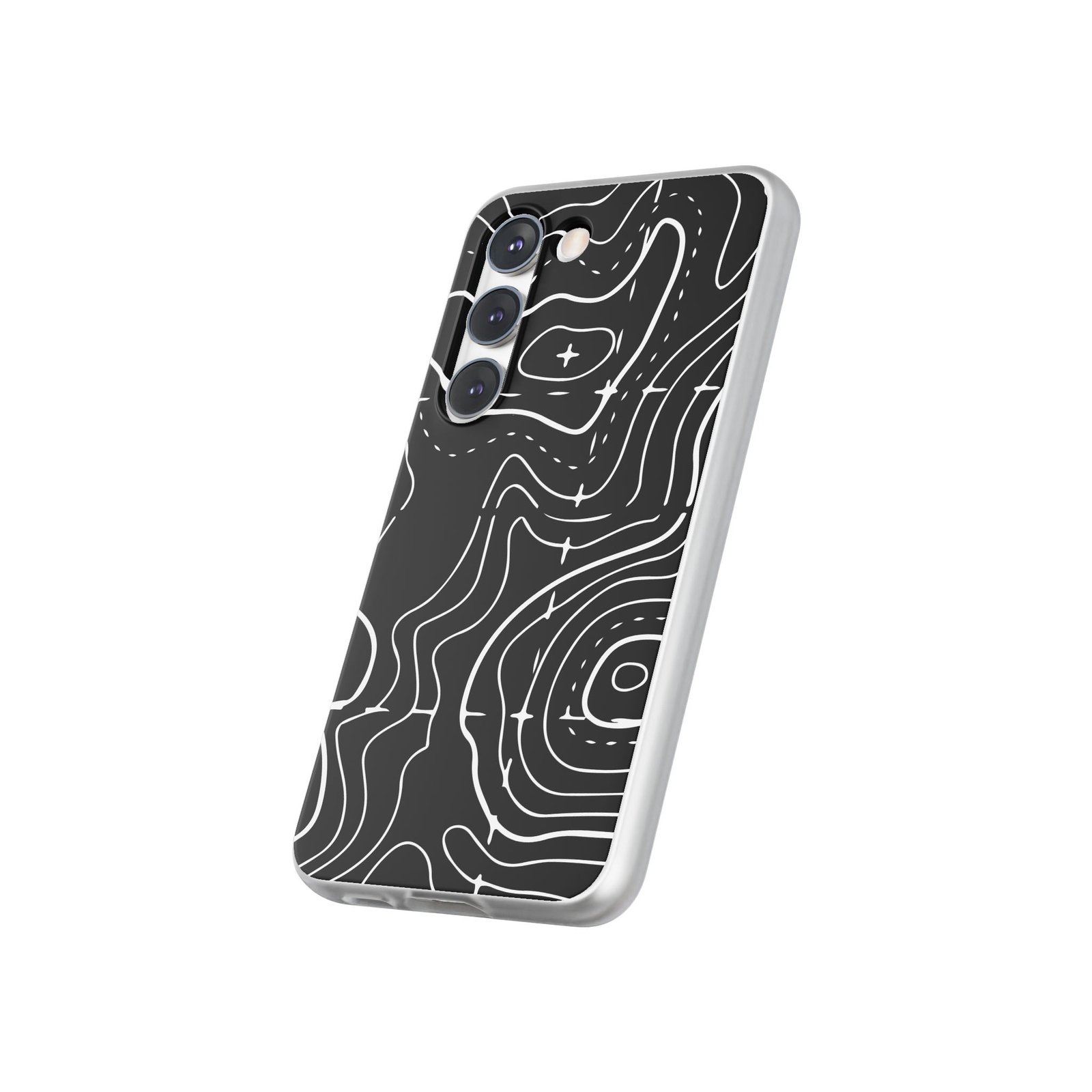 Phone Case — Black Topographic Line Art Design - Image 62