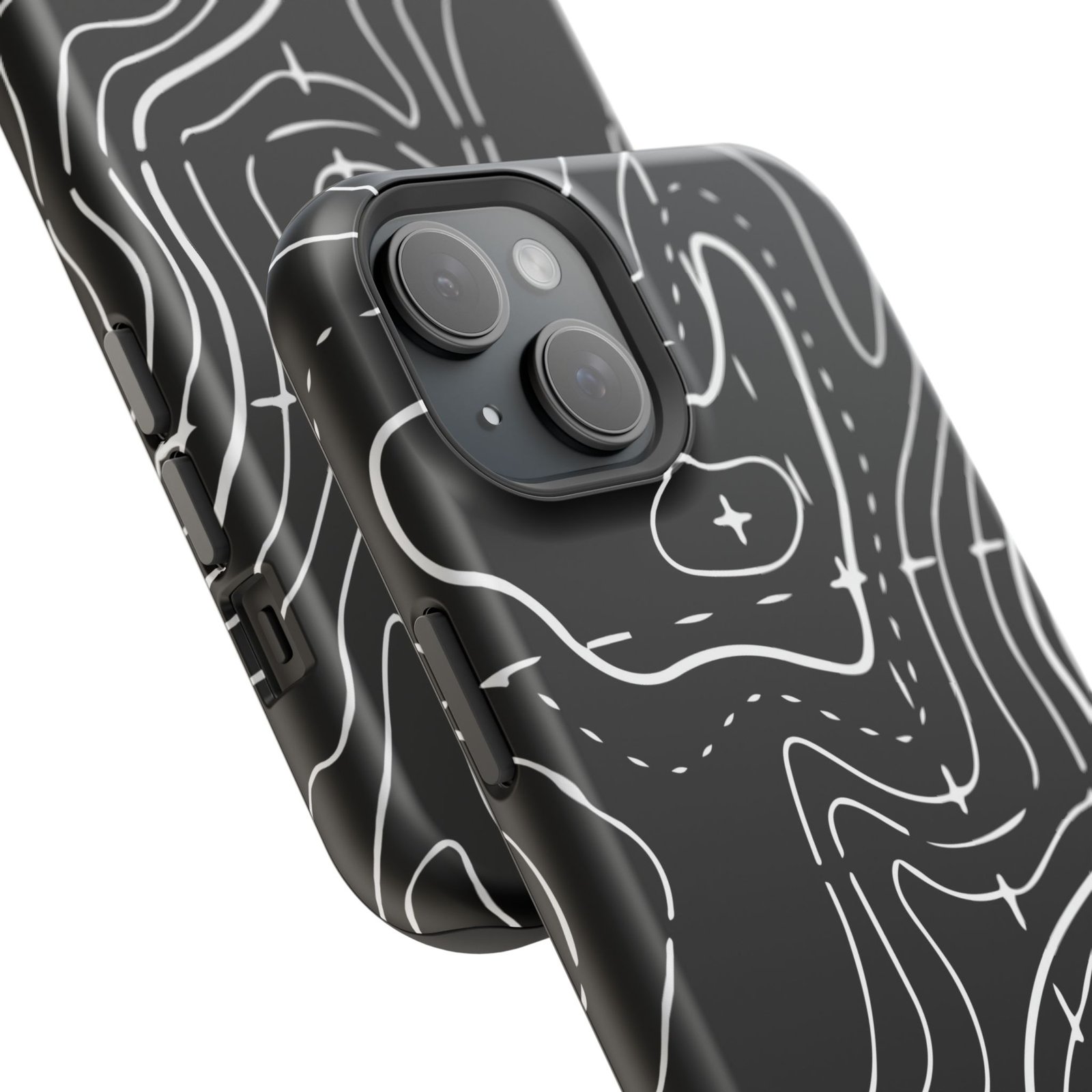 Topographic Black Phone Case — Impact-Resistant iPhone Cover - Image 46