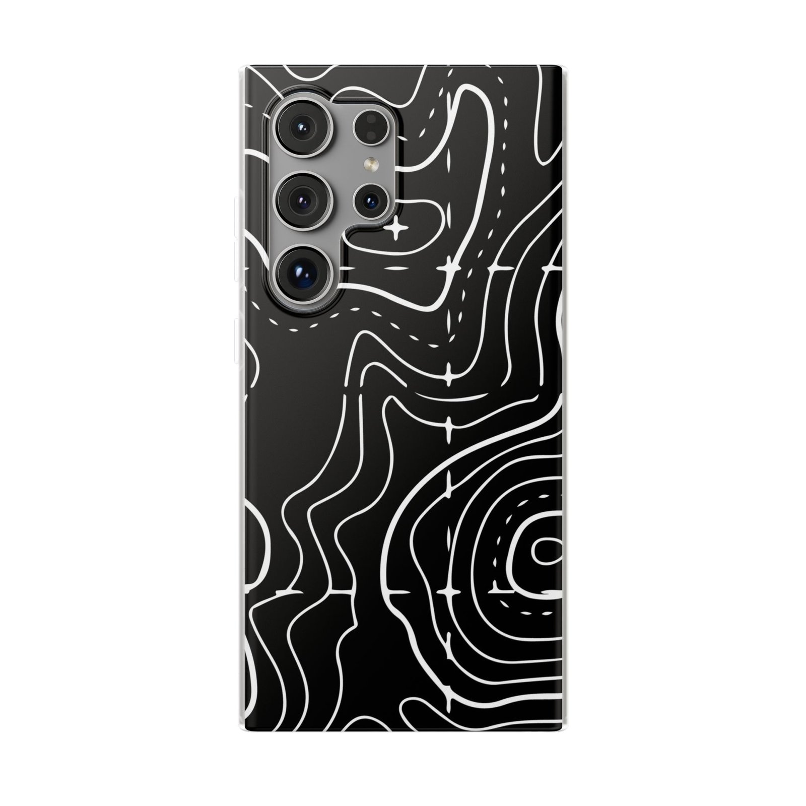 Phone Case — Black Topographic Line Art Design - Image 106