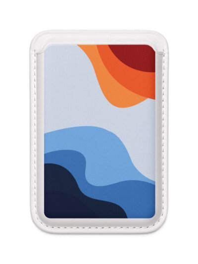 Magsafe Vegan Card Wallet — Abstract Sunset Waves Design