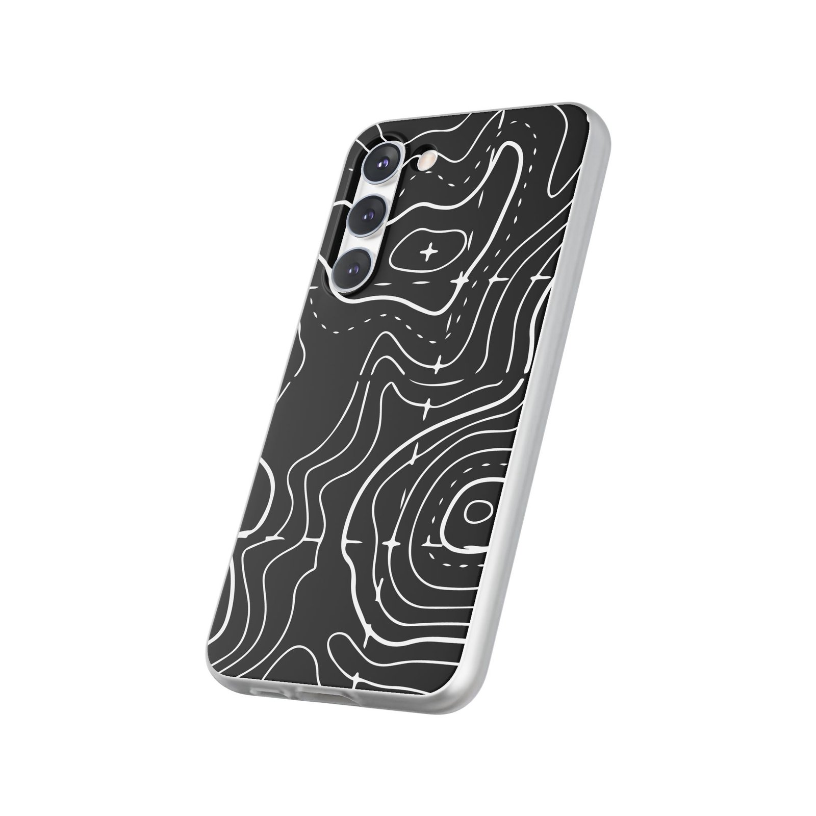 Phone Case — Black Topographic Line Art Design - Image 66