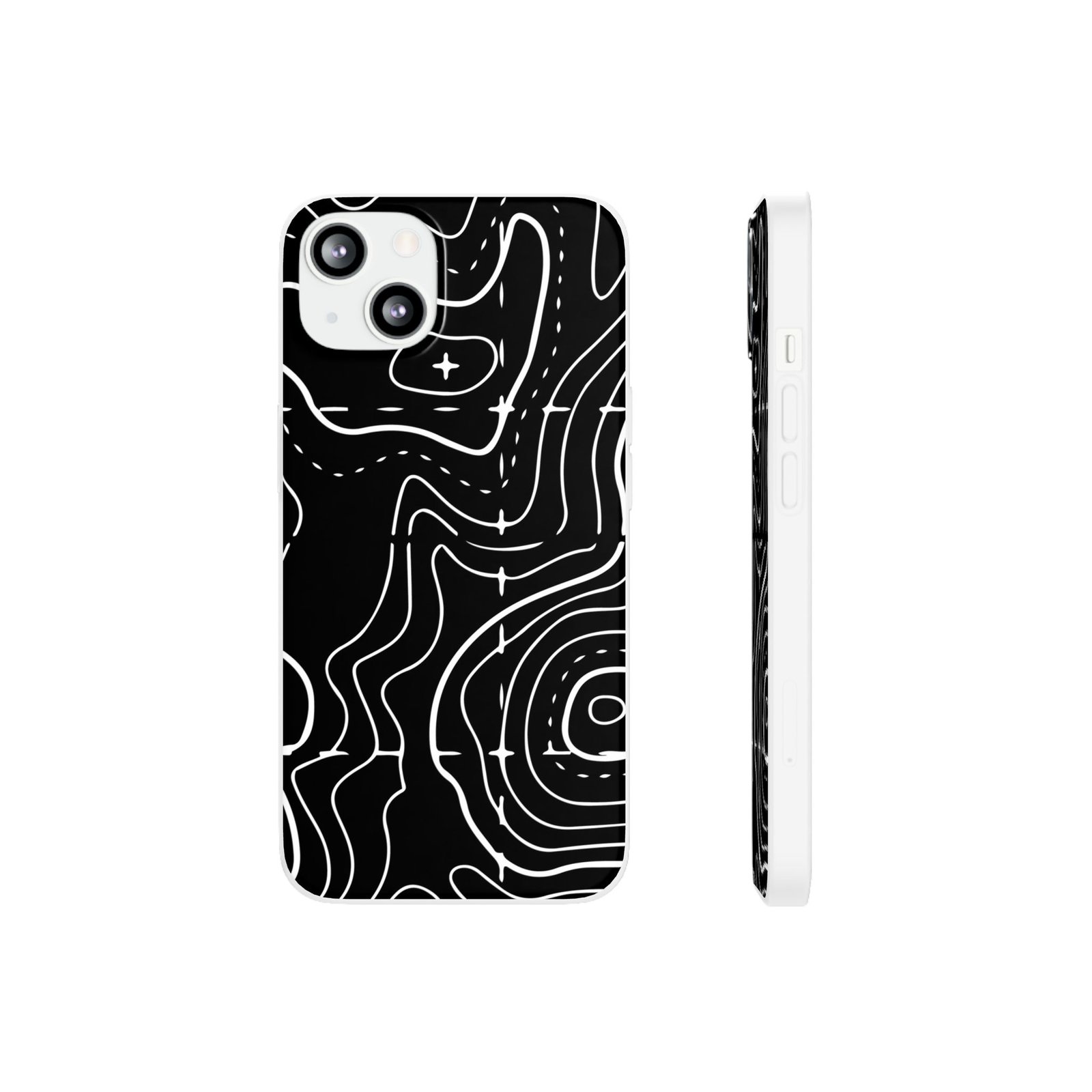 Phone Case — Black Topographic Line Art Design - Image 13