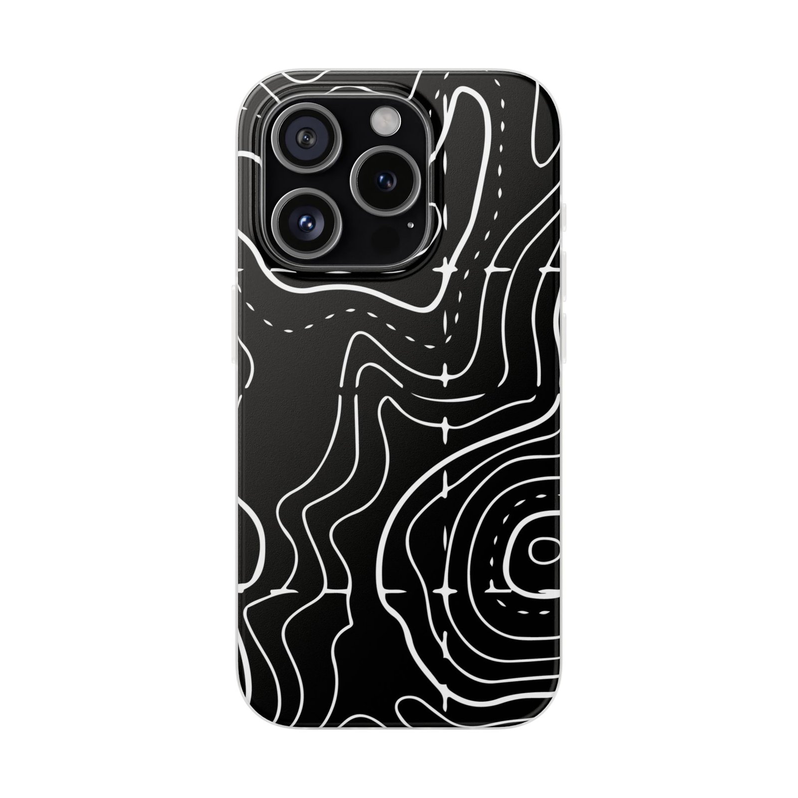 Phone Case — Black Topographic Line Art Design - Image 75