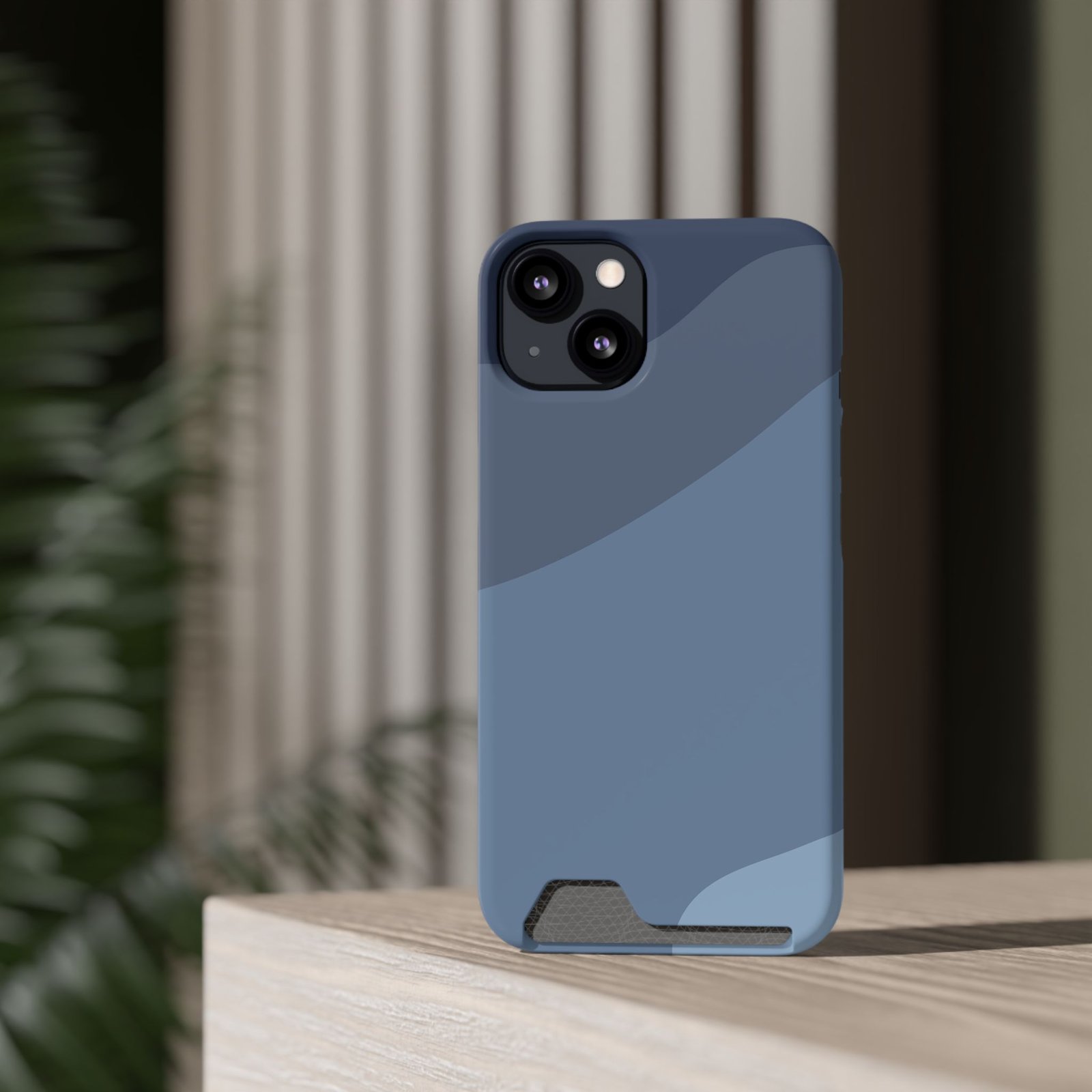 Blue Camouflage Phone Card Case — Slim Wallet Phone Case with Card Holder - Image 4