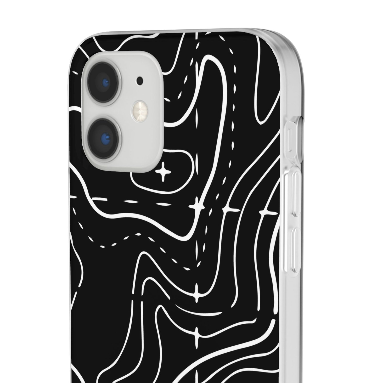 Phone Case — Black Topographic Line Art Design - Image 5