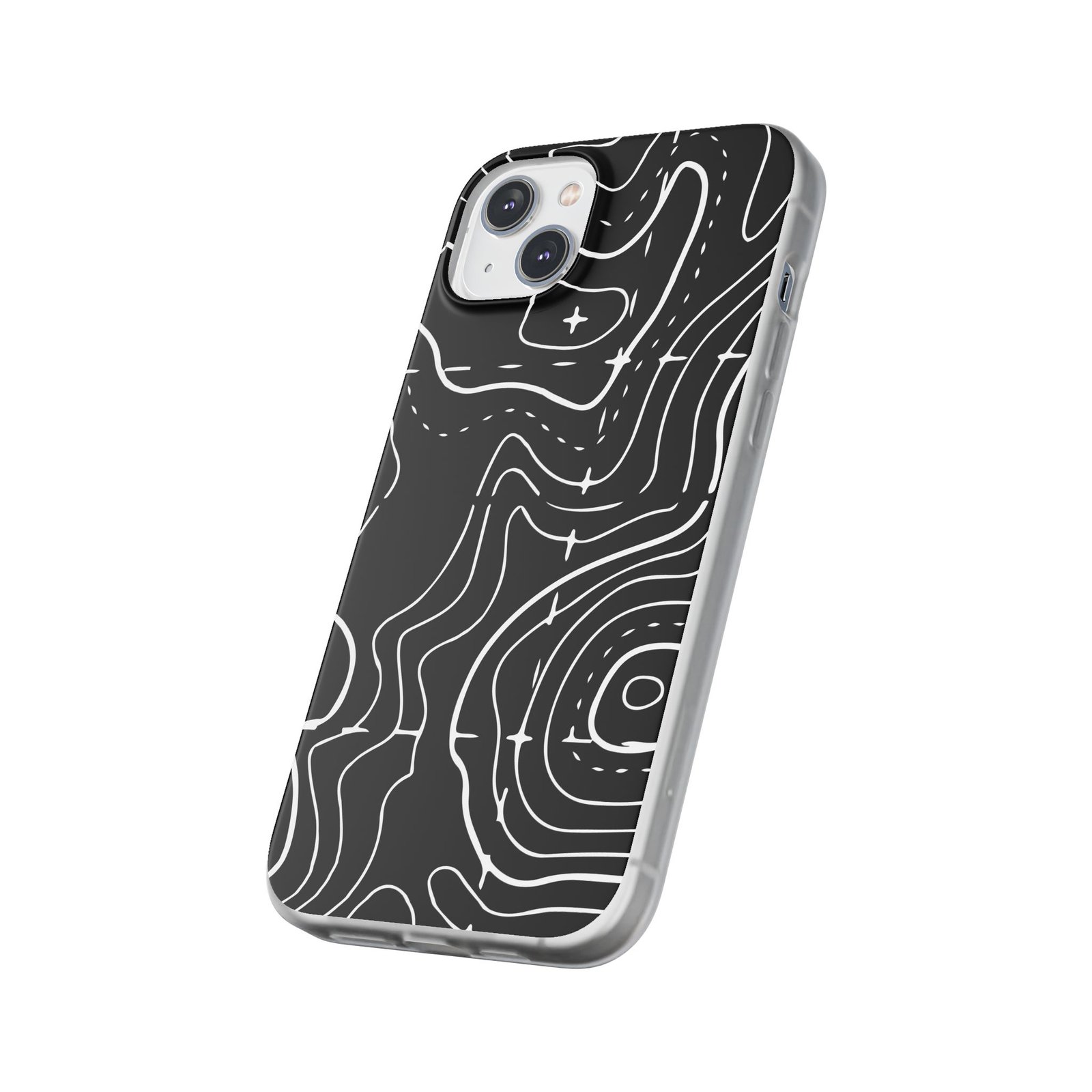 Phone Case — Black Topographic Line Art Design - Image 54