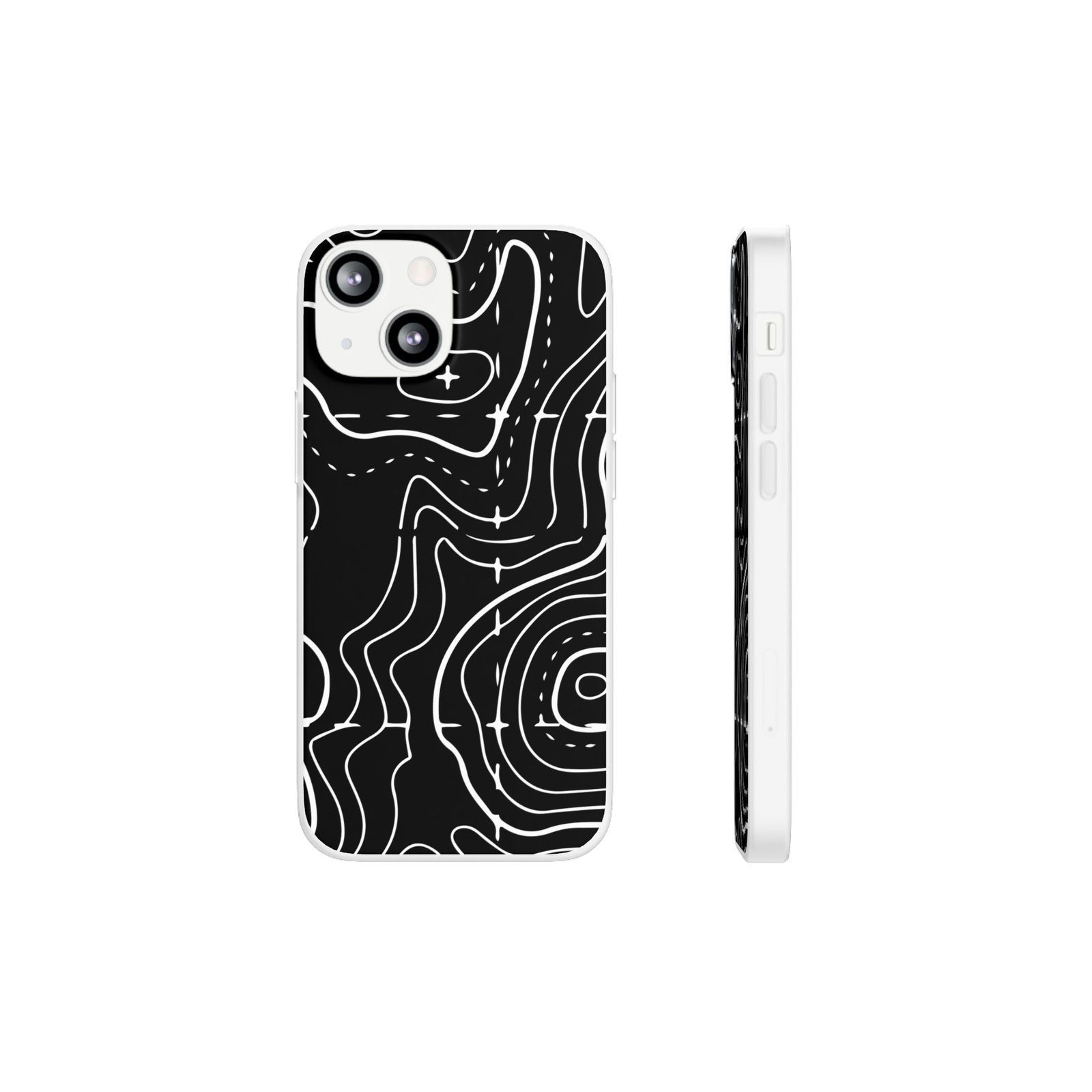 Phone Case — Black Topographic Line Art Design - Image 16