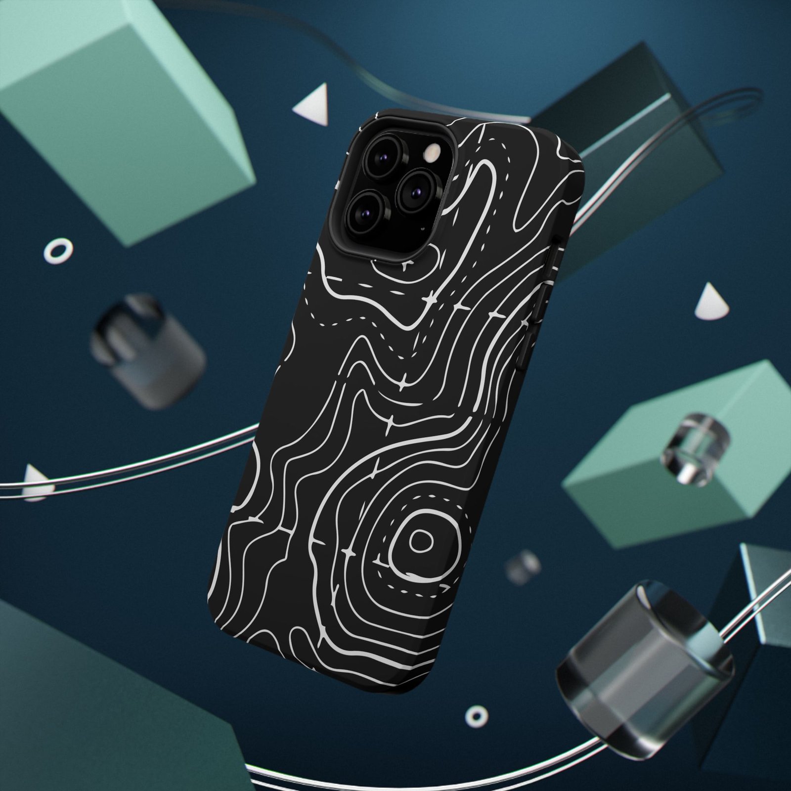 Topographic Black Phone Case — Impact-Resistant iPhone Cover - Image 23