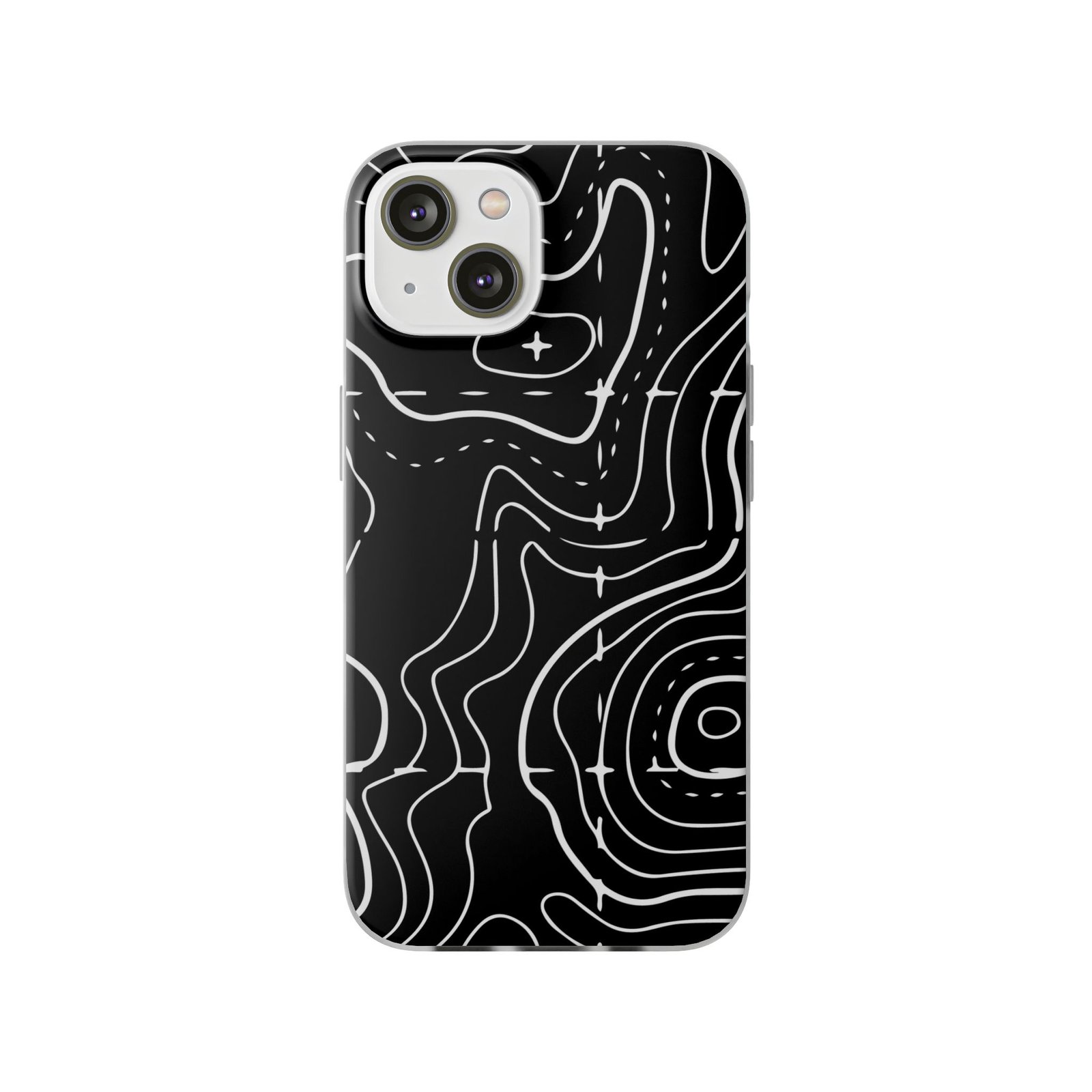 Phone Case — Black Topographic Line Art Design - Image 43