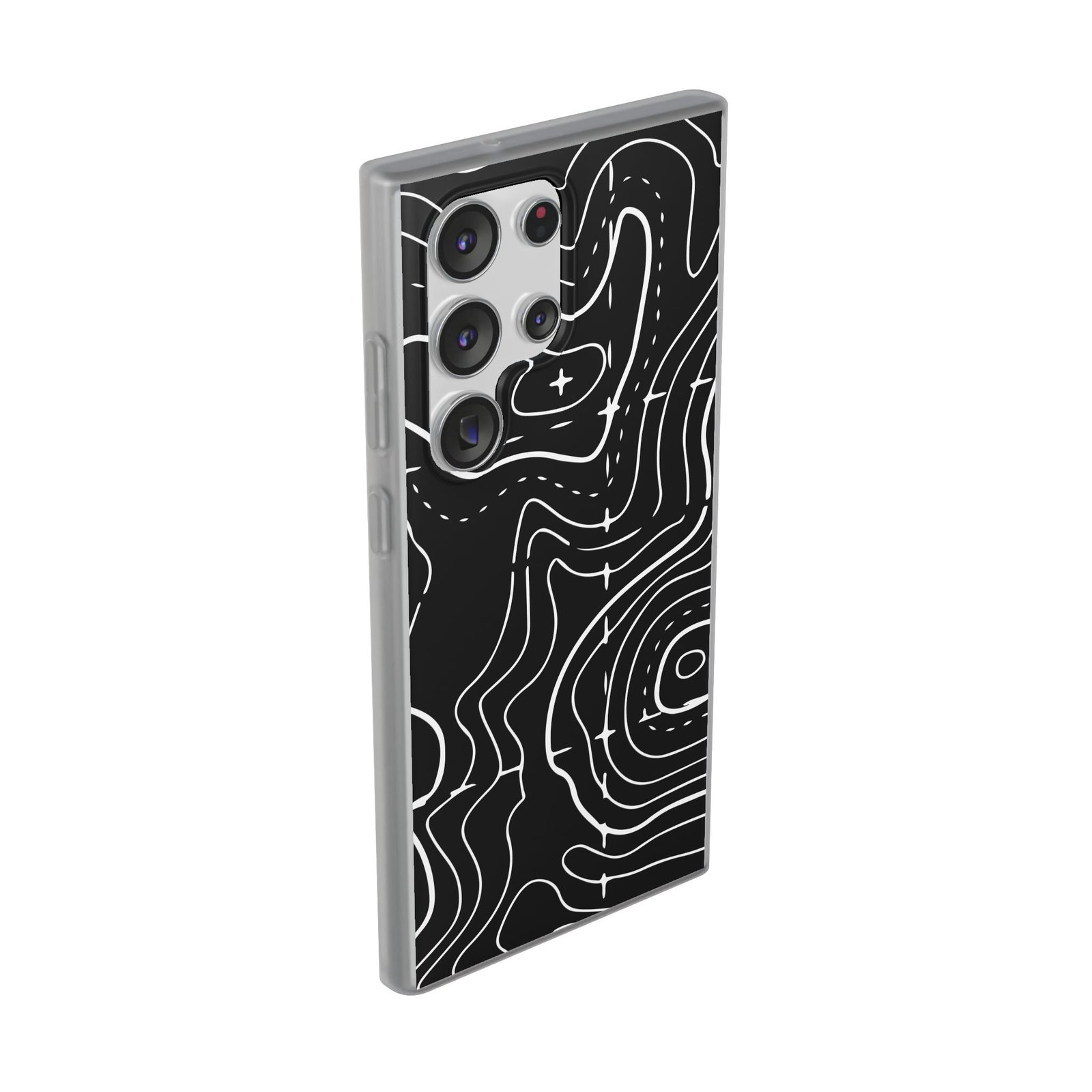 Phone Case — Black Topographic Line Art Design - Image 69