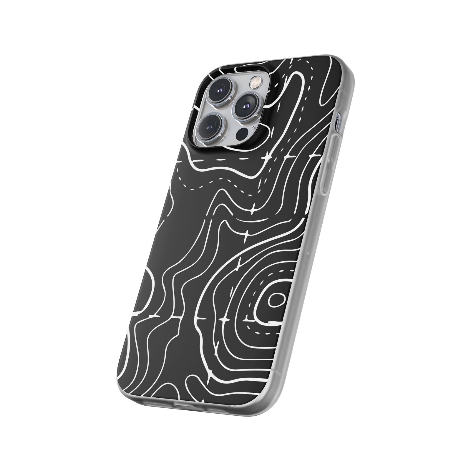 Phone Case — Black Topographic Line Art Design - Image 58