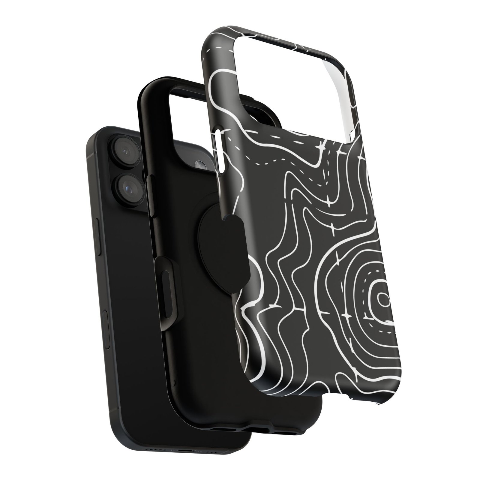Topographic Black Phone Case — Impact-Resistant iPhone Cover - Image 144