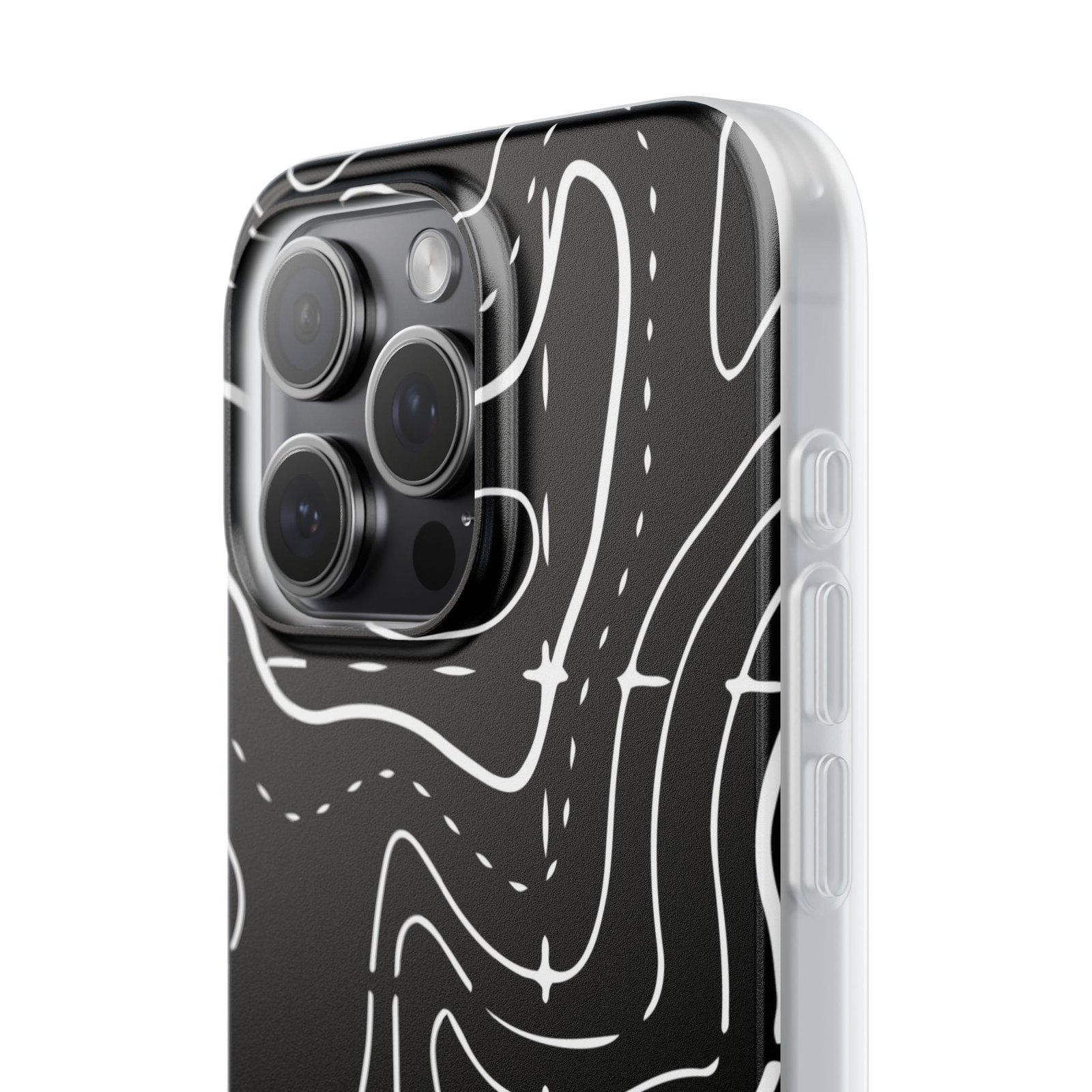 Phone Case — Black Topographic Line Art Design - Image 86