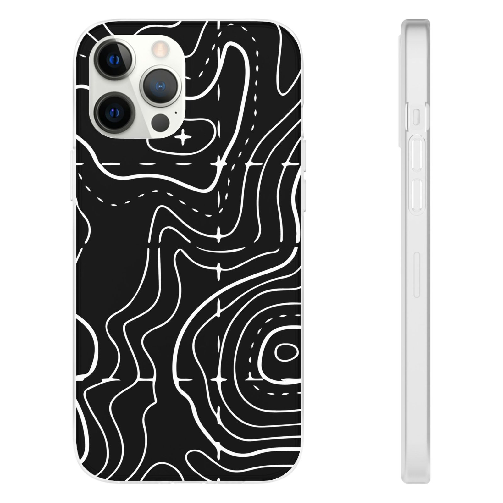 Phone Case — Black Topographic Line Art Design - Image 10