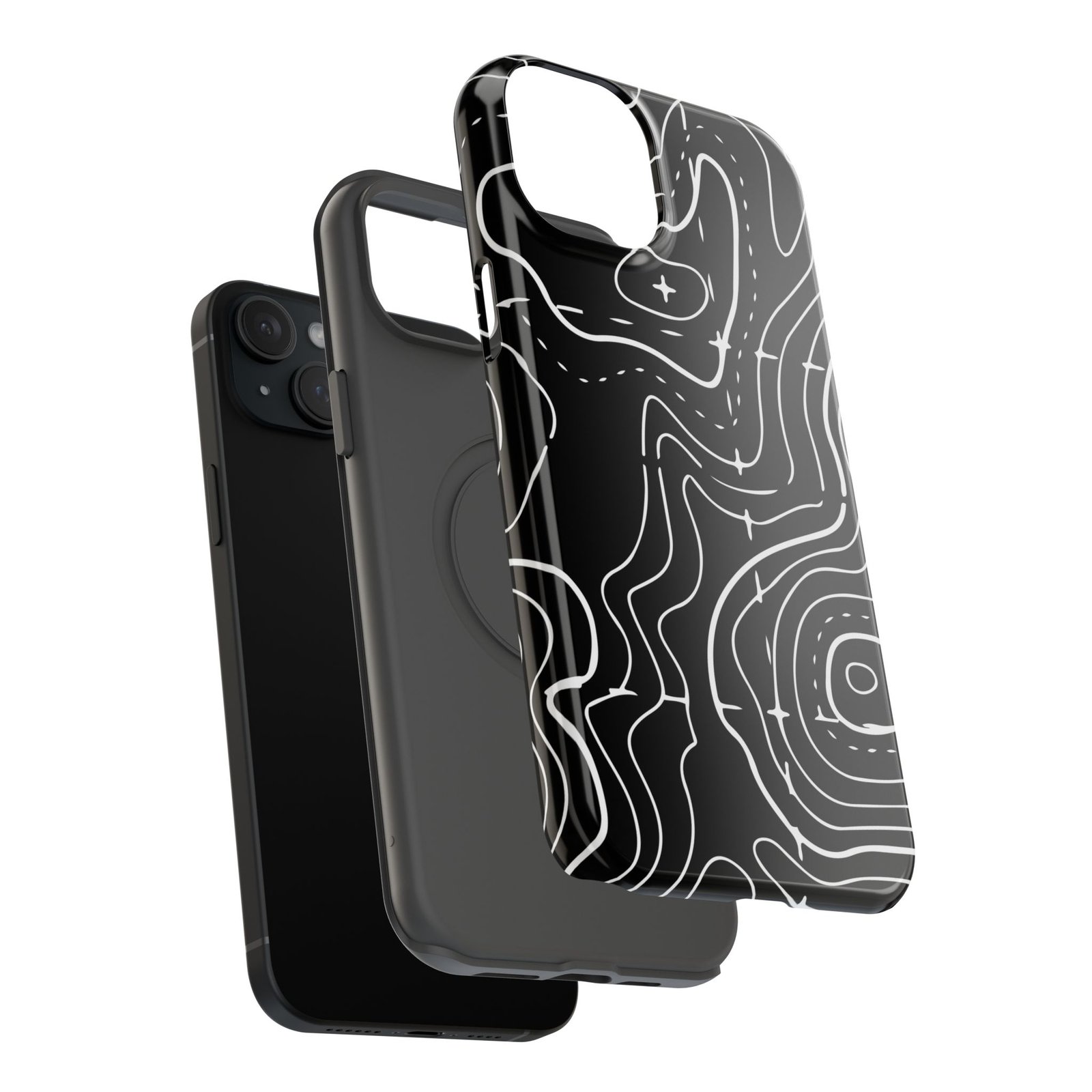 Topographic Black Phone Case — Impact-Resistant iPhone Cover - Image 44
