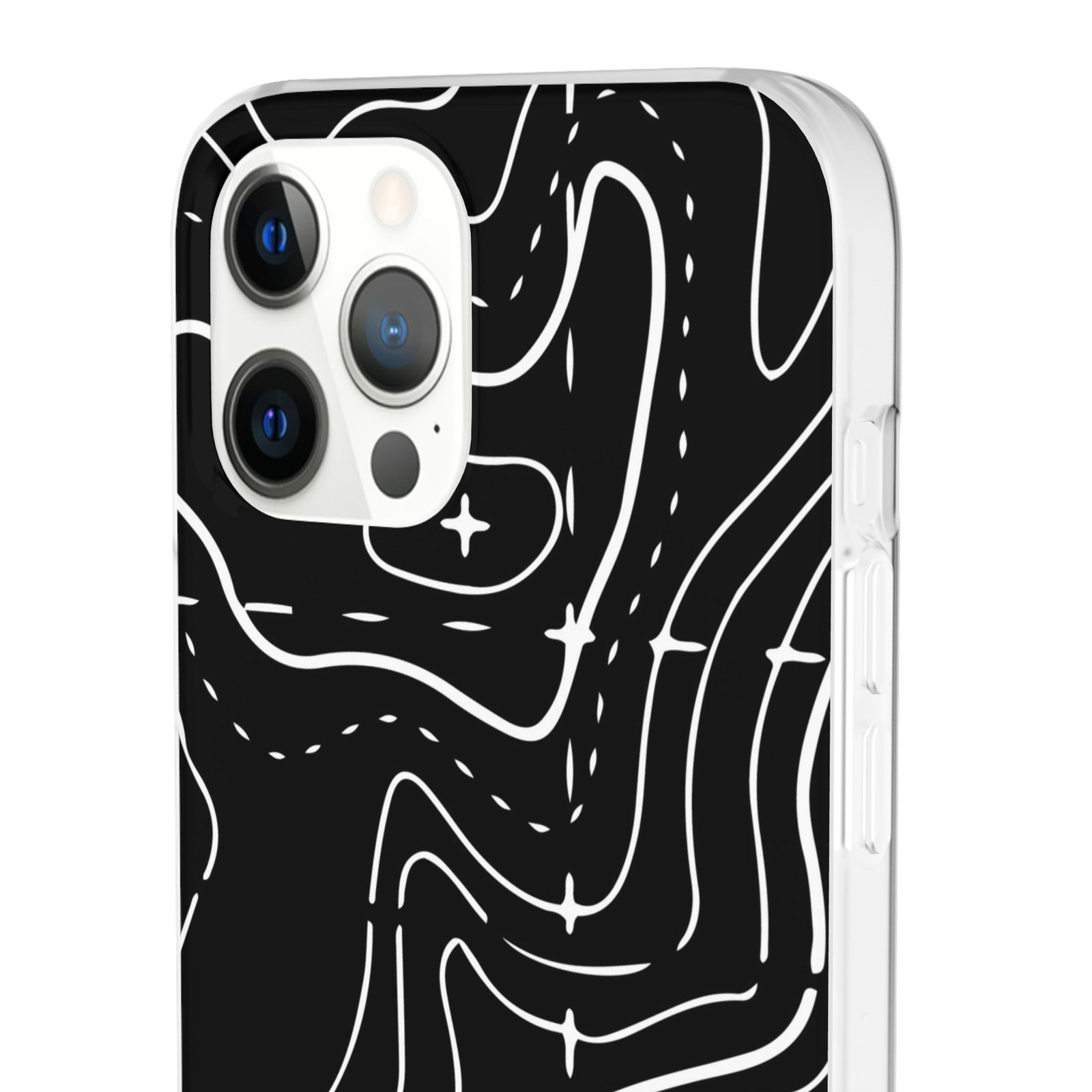 Phone Case — Black Topographic Line Art Design - Image 11