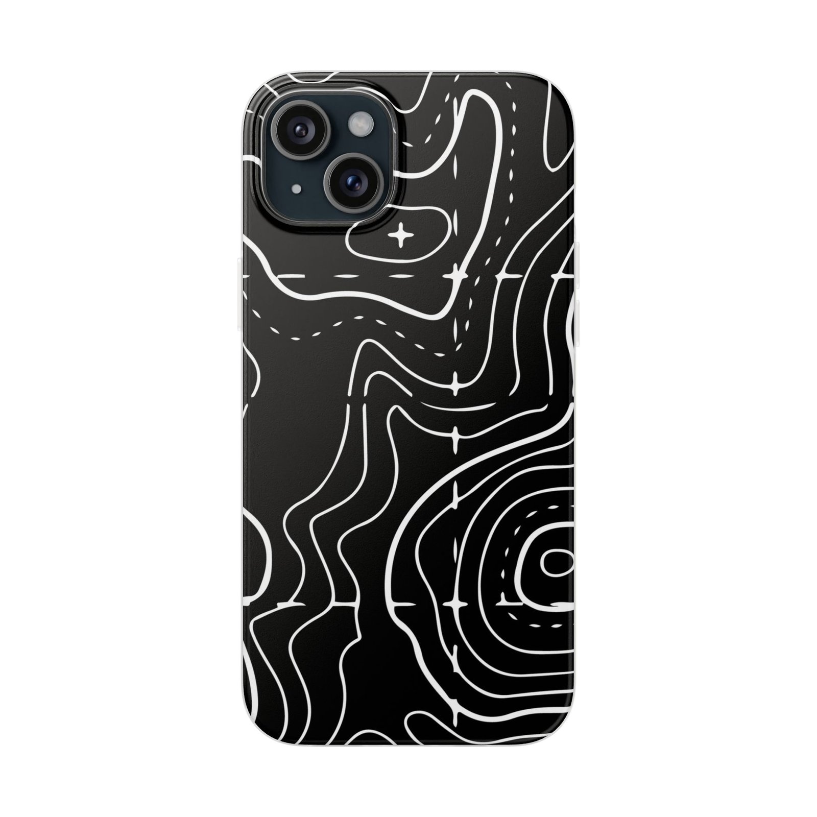 Phone Case — Black Topographic Line Art Design - Image 79