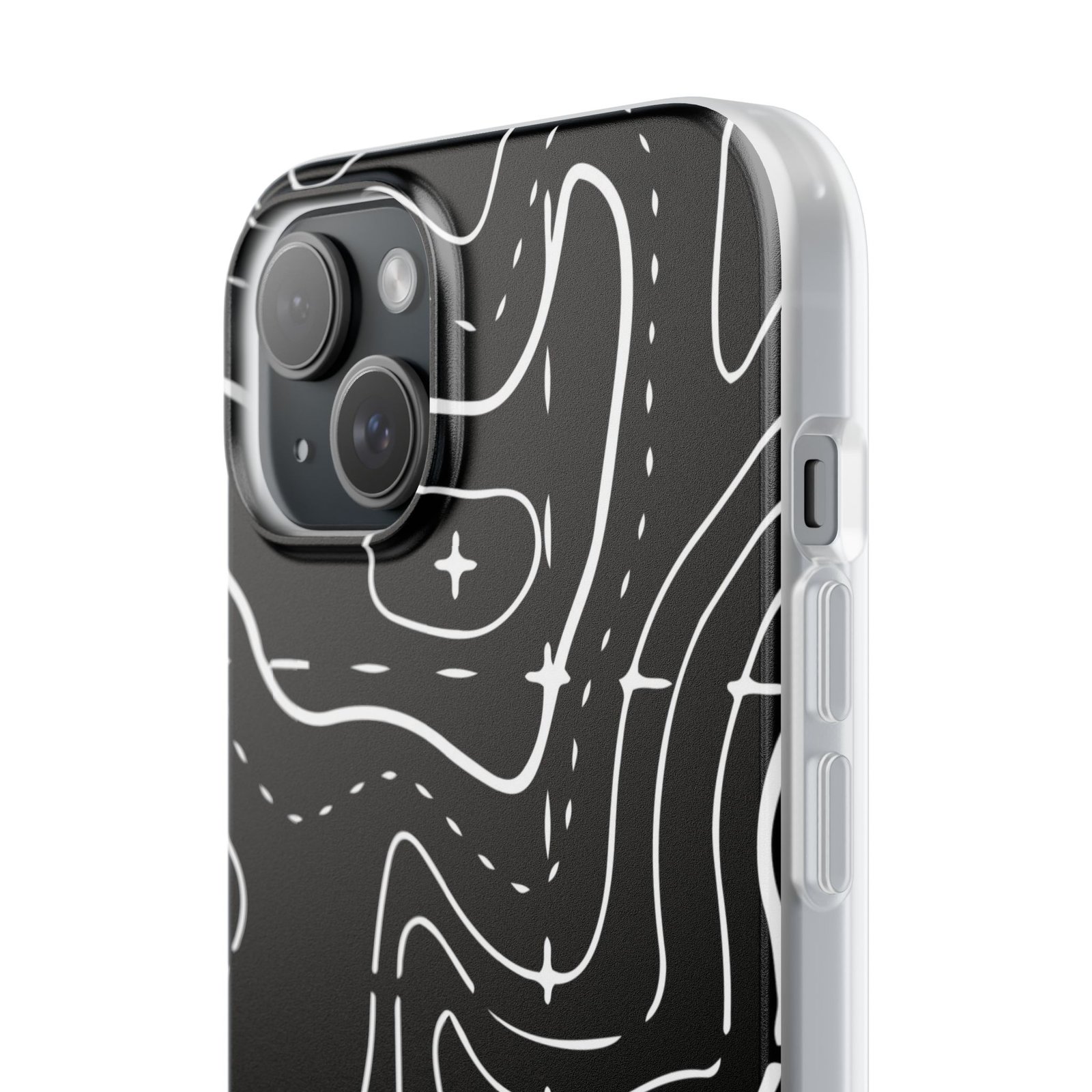 Phone Case — Black Topographic Line Art Design - Image 82