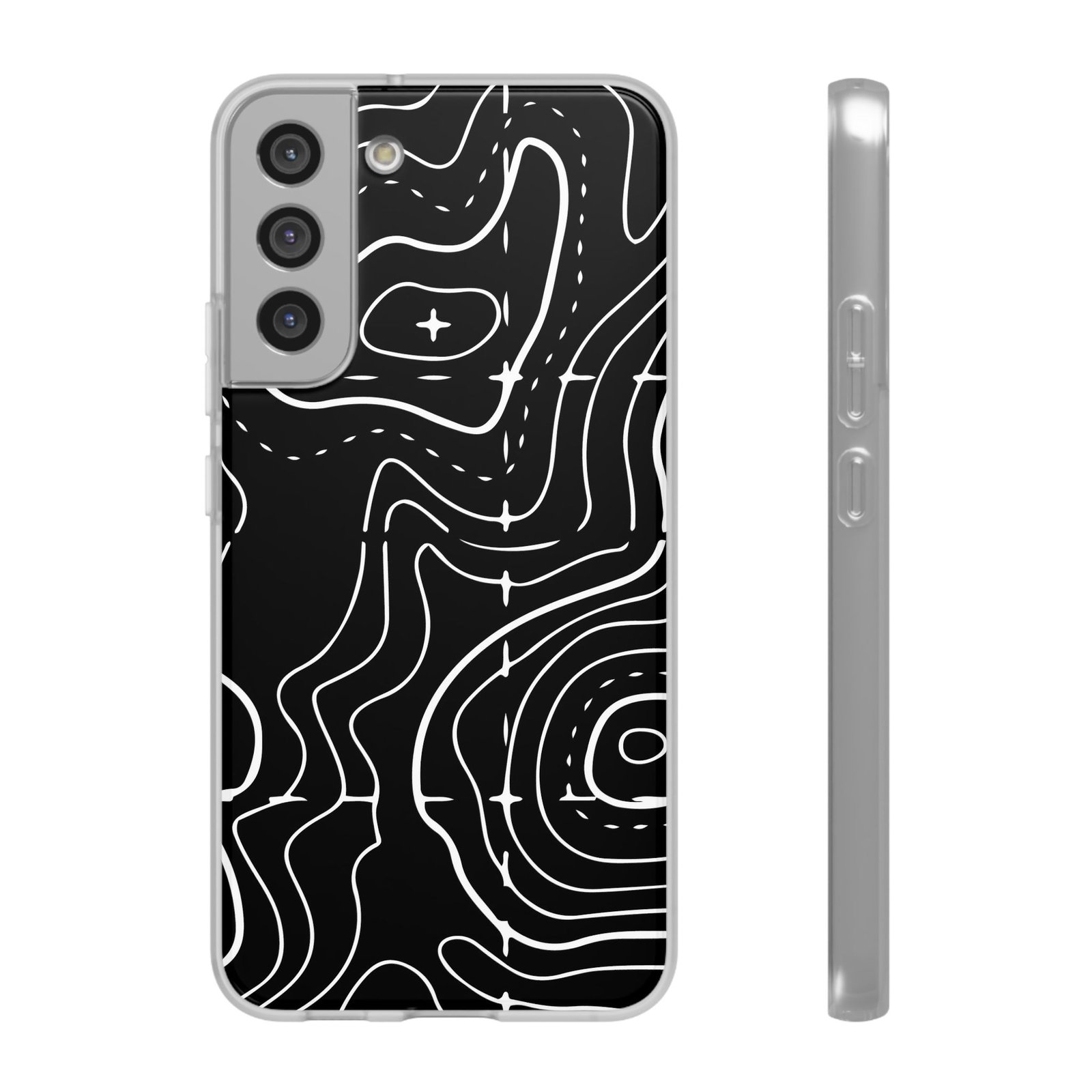 Phone Case — Black Topographic Line Art Design - Image 37