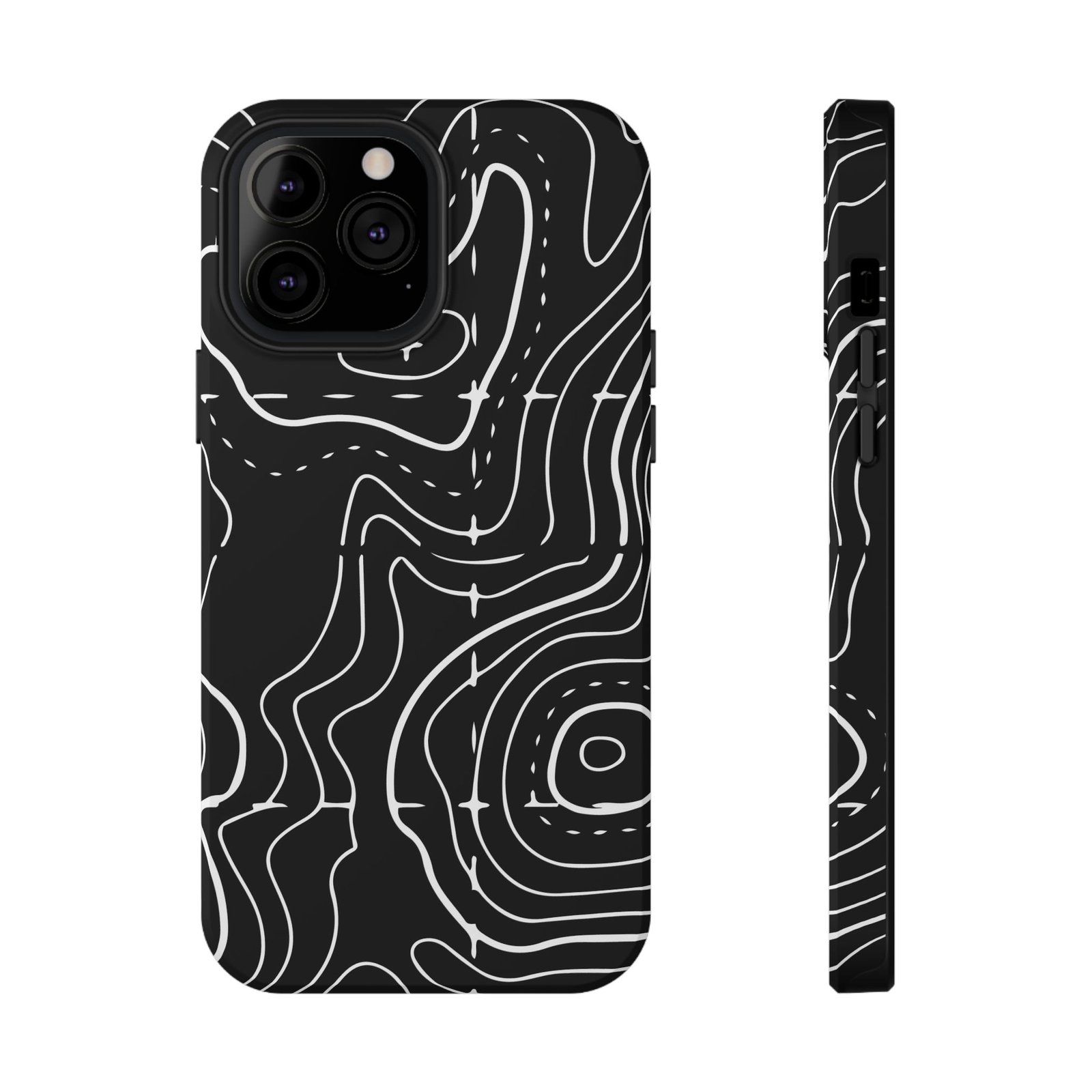 Topographic Black Phone Case — Impact-Resistant iPhone Cover - Image 22