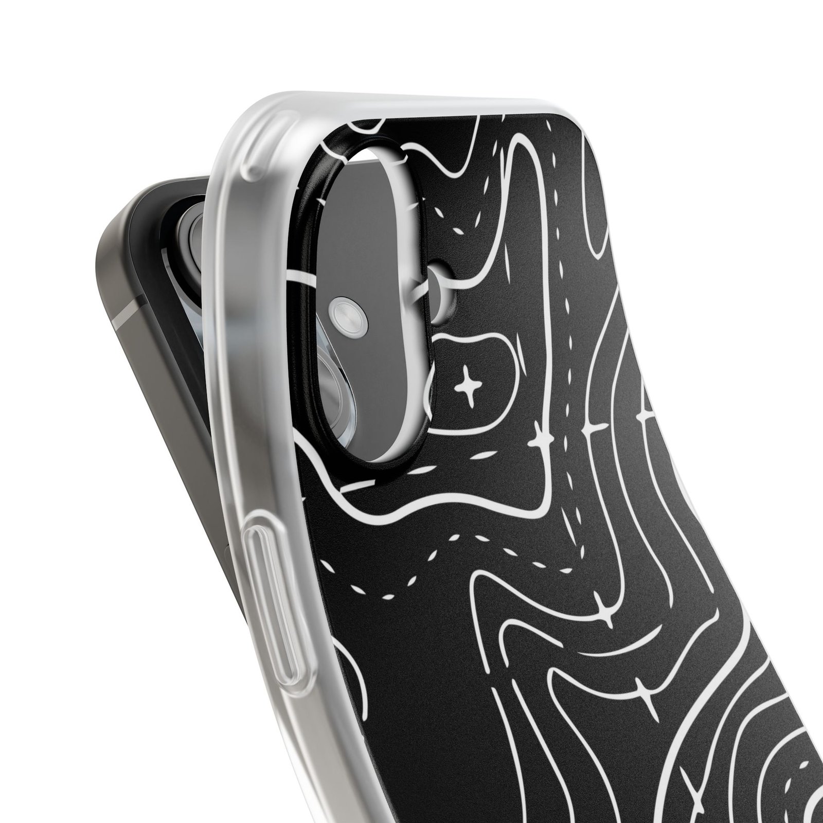 Phone Case — Black Topographic Line Art Design - Image 95