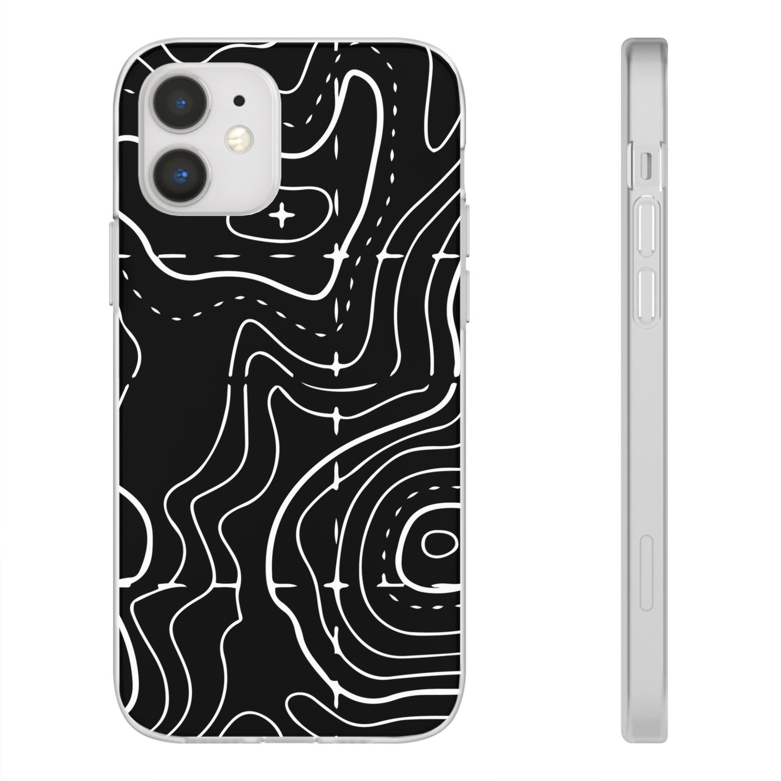 Phone Case — Black Topographic Line Art Design - Image 4