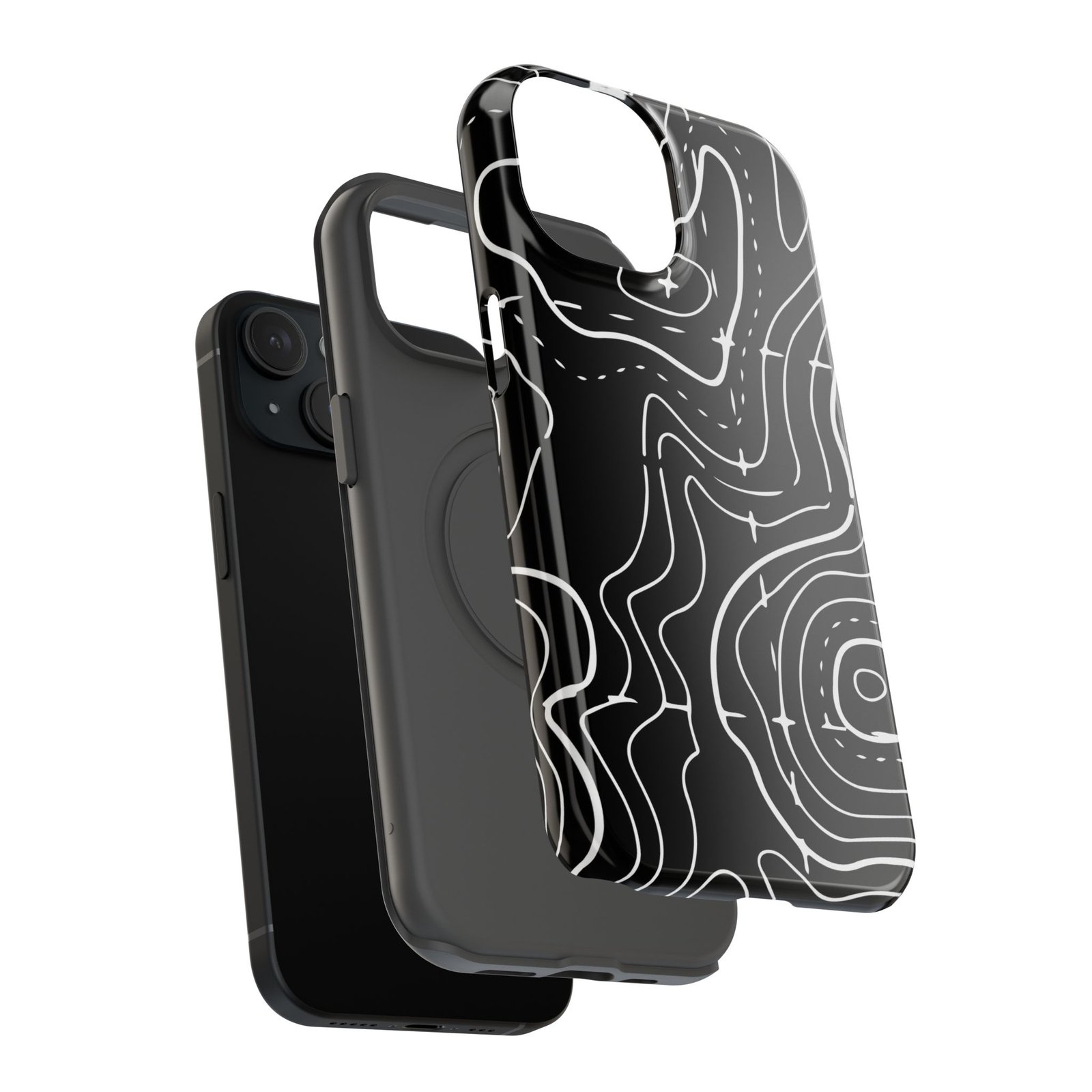 Topographic Black Phone Case — Impact-Resistant iPhone Cover - Image 28