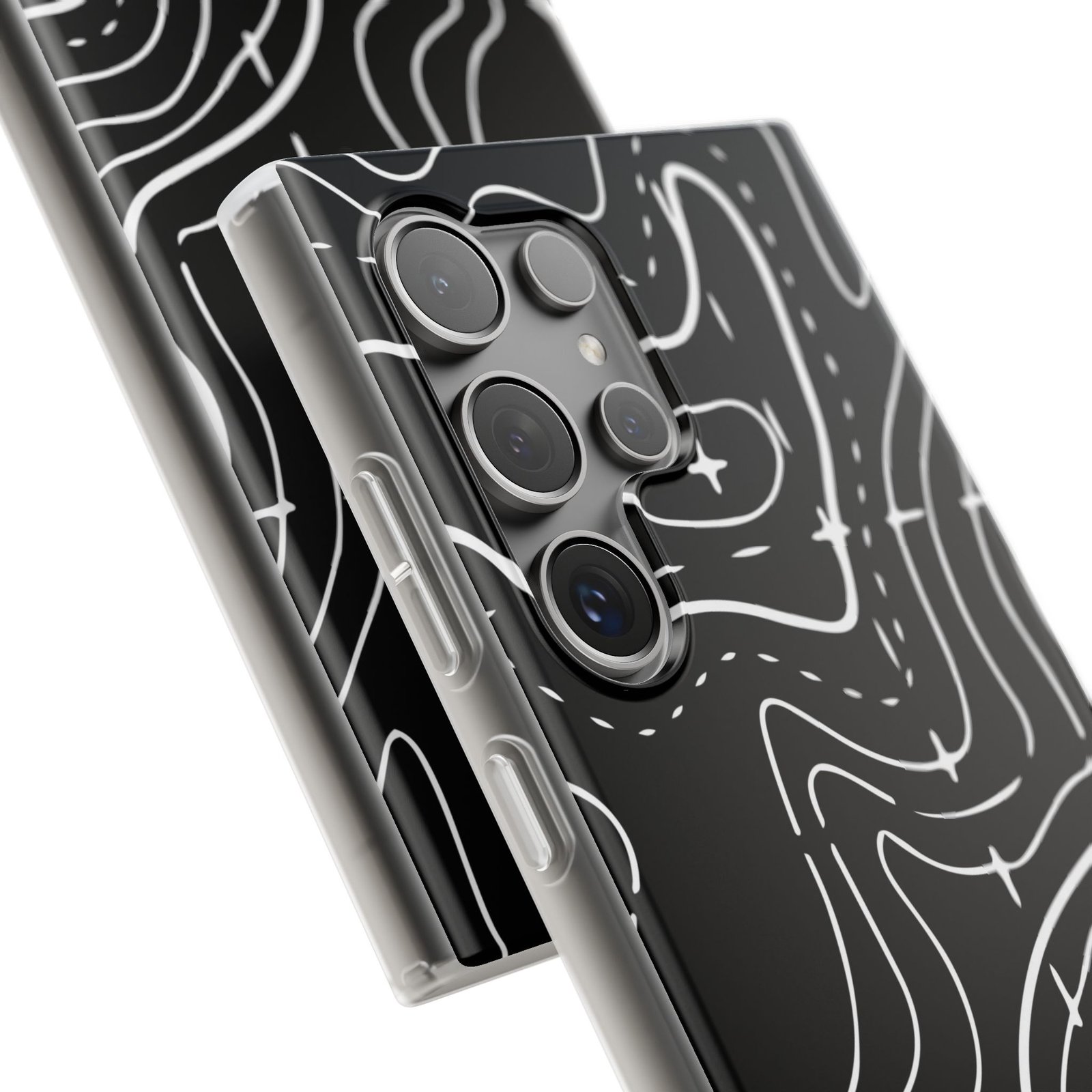 Phone Case — Black Topographic Line Art Design - Image 107