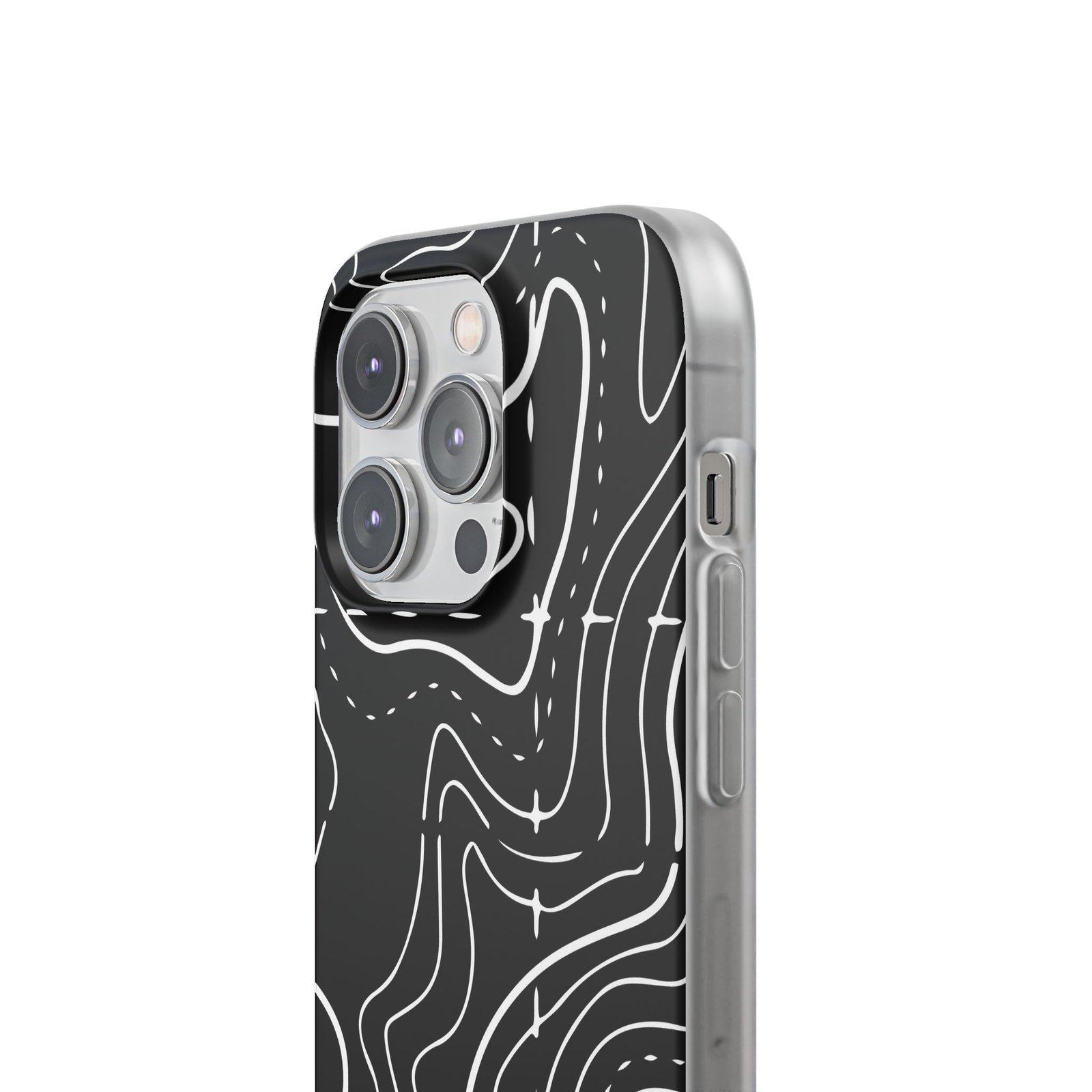 Phone Case — Black Topographic Line Art Design - Image 48