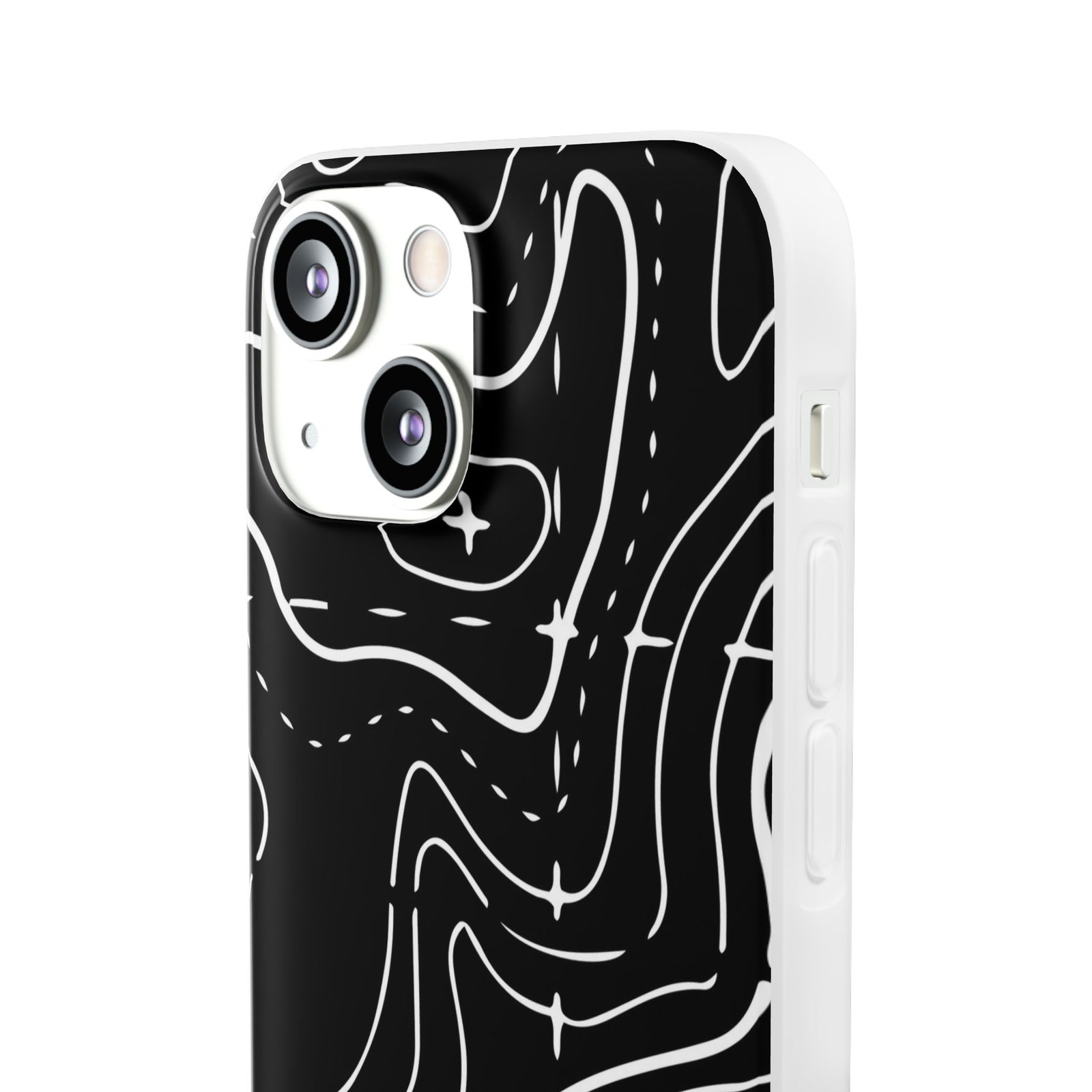 Phone Case — Black Topographic Line Art Design - Image 17
