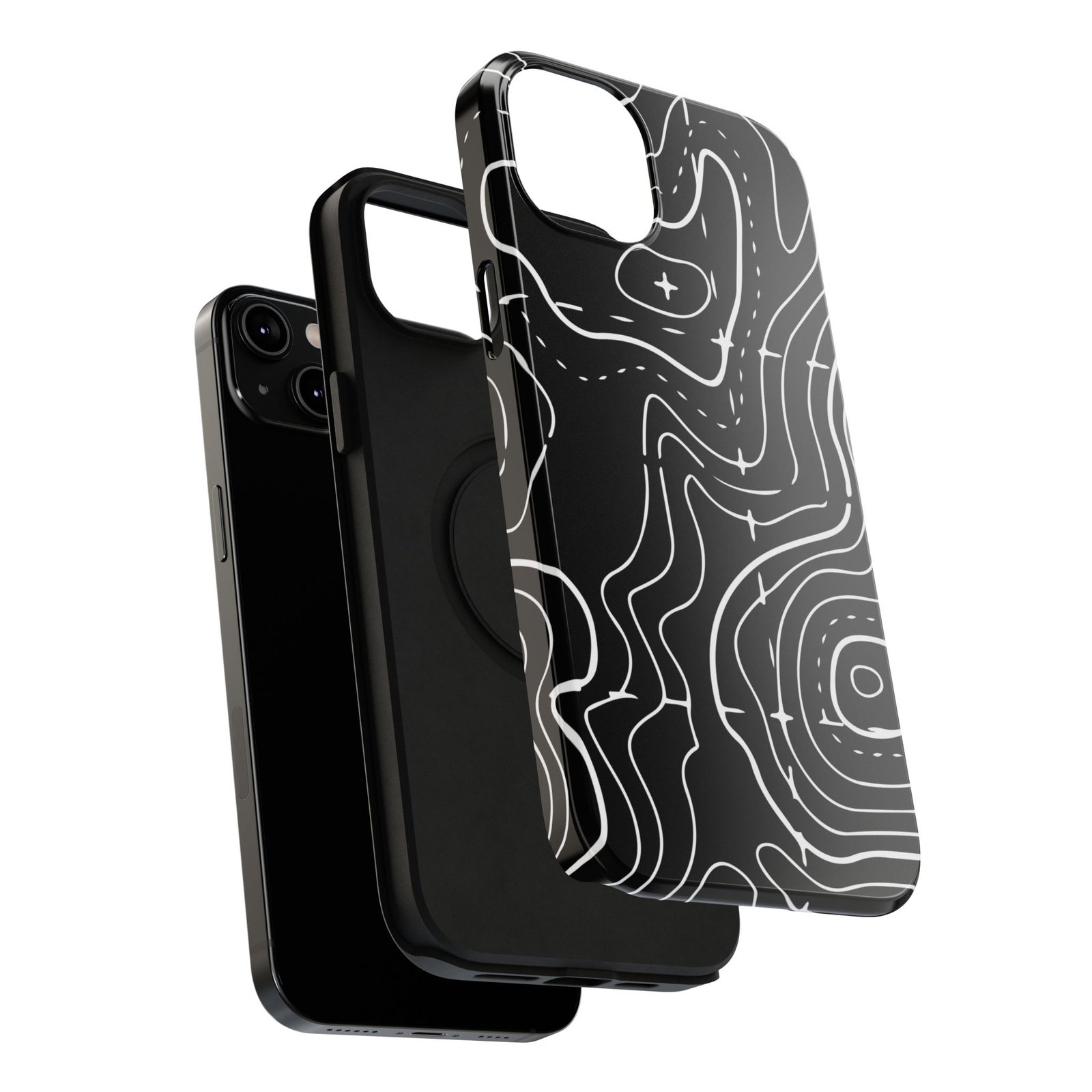 Topographic Black Phone Case — Impact-Resistant iPhone Cover - Image 76