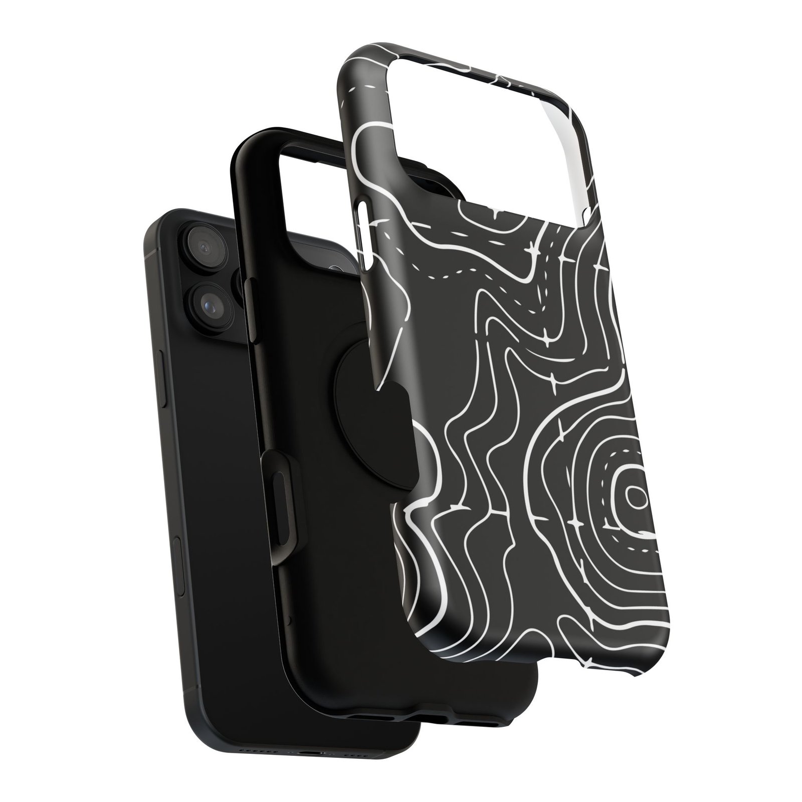 Topographic Black Phone Case — Impact-Resistant iPhone Cover - Image 152