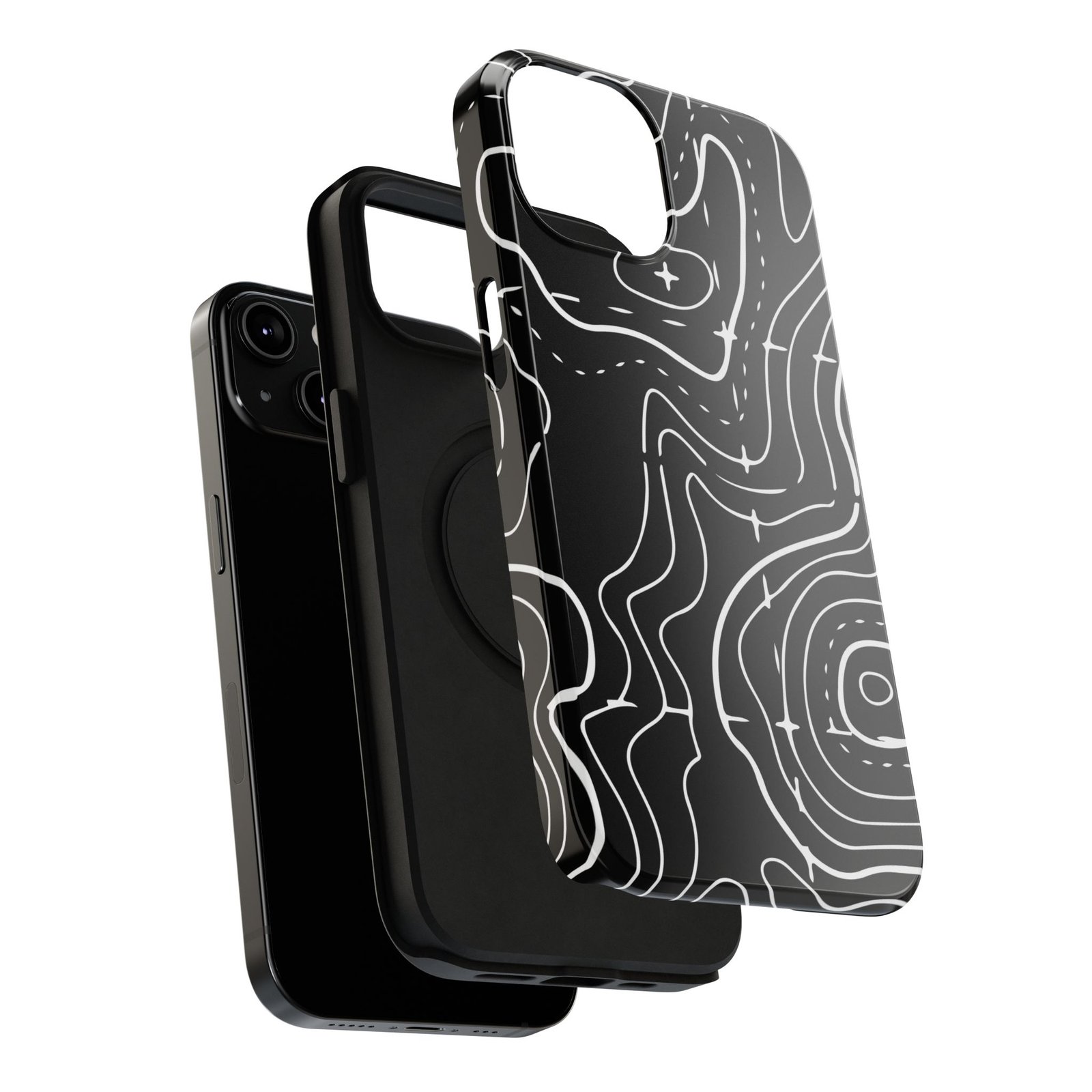 Topographic Black Phone Case — Impact-Resistant iPhone Cover - Image 60