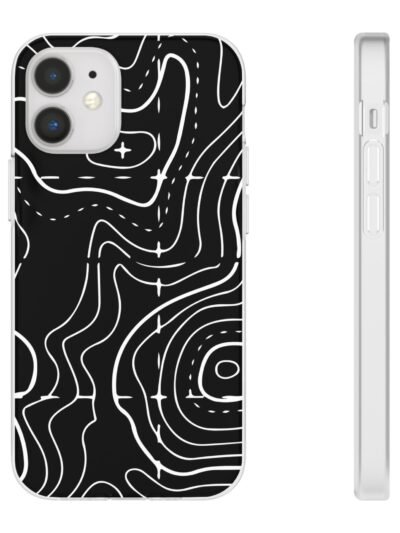 Phone Case — Black Topographic Line Art Design