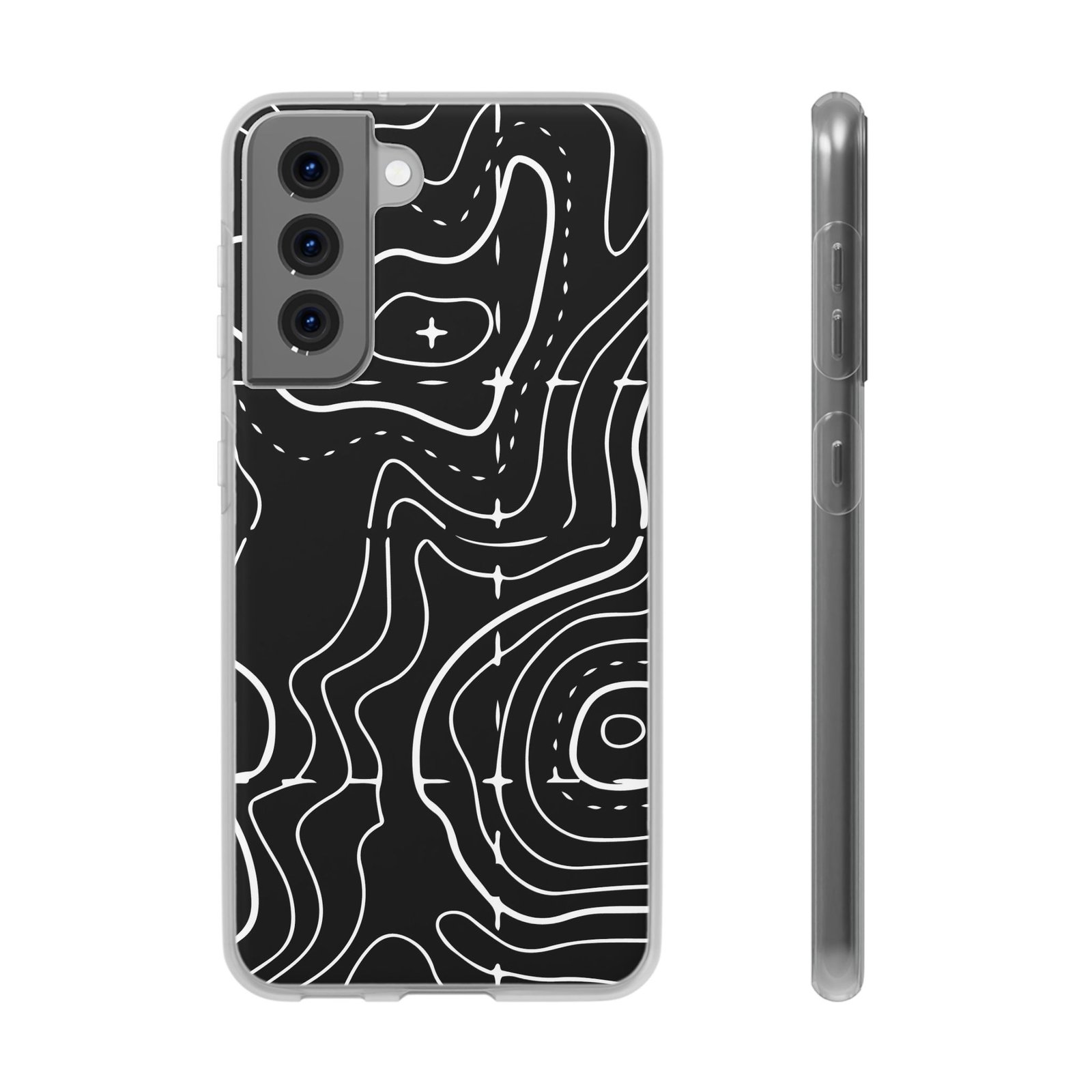Phone Case — Black Topographic Line Art Design - Image 25