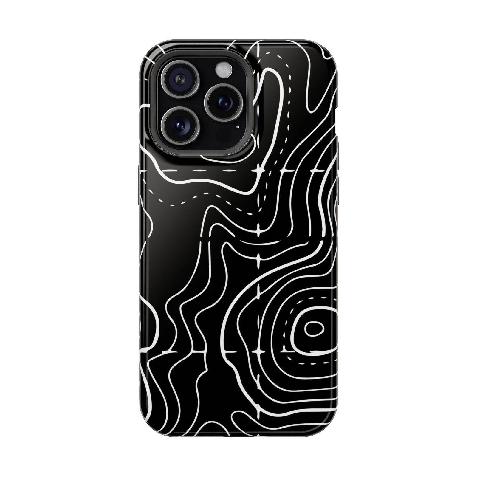 Topographic Black Phone Case — Impact-Resistant iPhone Cover - Image 49