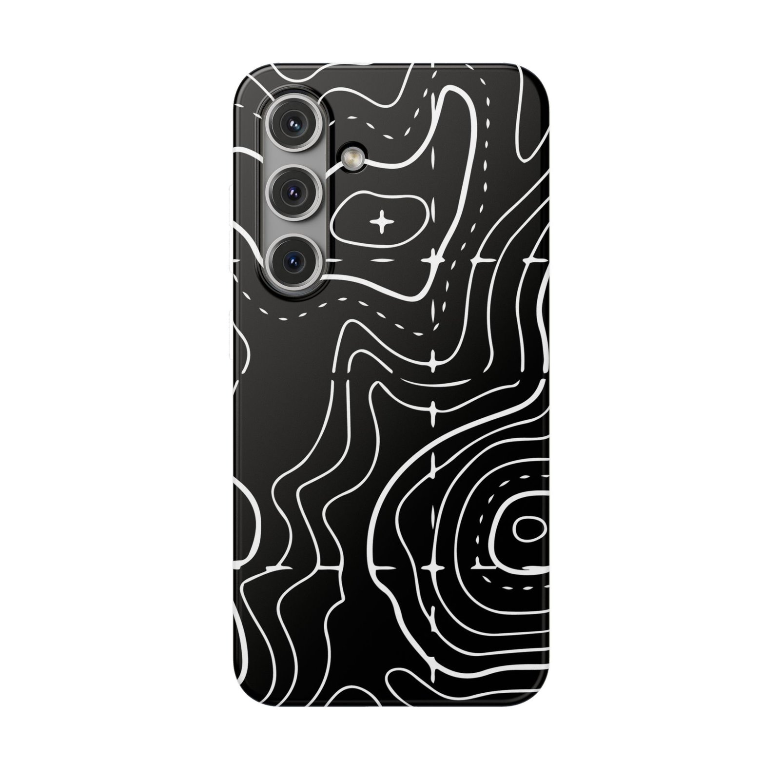 Phone Case — Black Topographic Line Art Design - Image 102