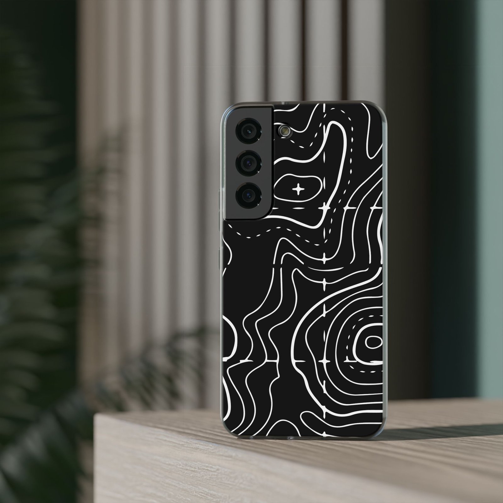 Phone Case — Black Topographic Line Art Design - Image 36